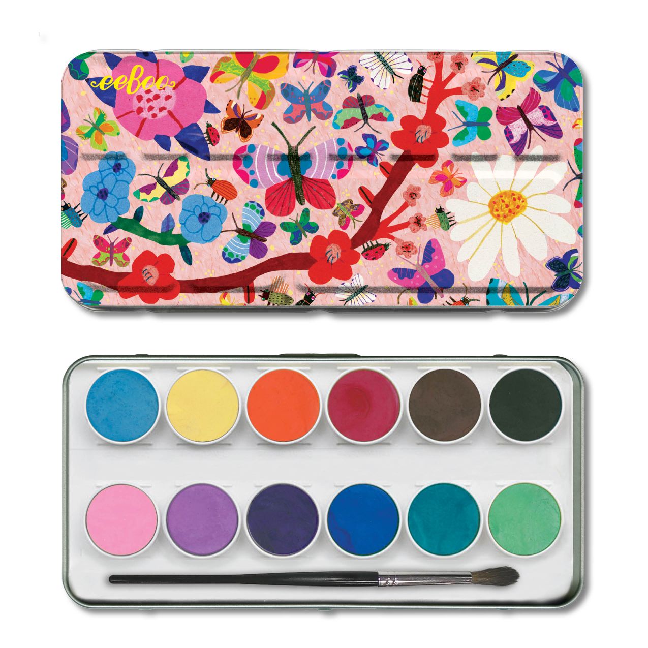eeBoo Watercolour Pad & Paints - Butterfly & Flowers