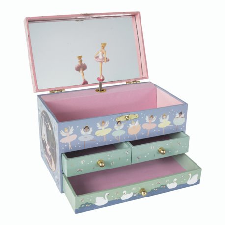 floss and rock pretty pale lilac fairy jewellery box with three drawers