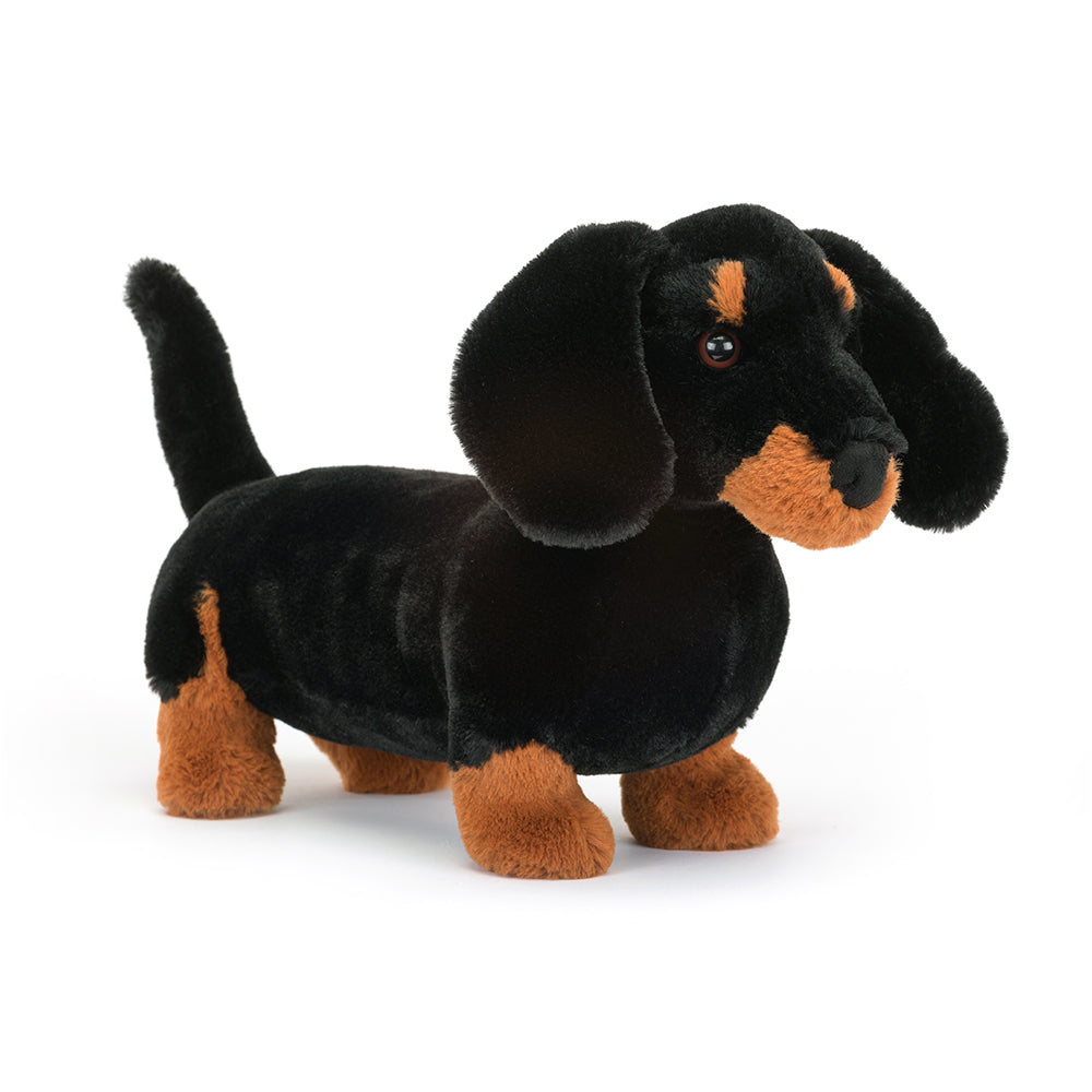 jellycat black and tan freddie sausage dog
