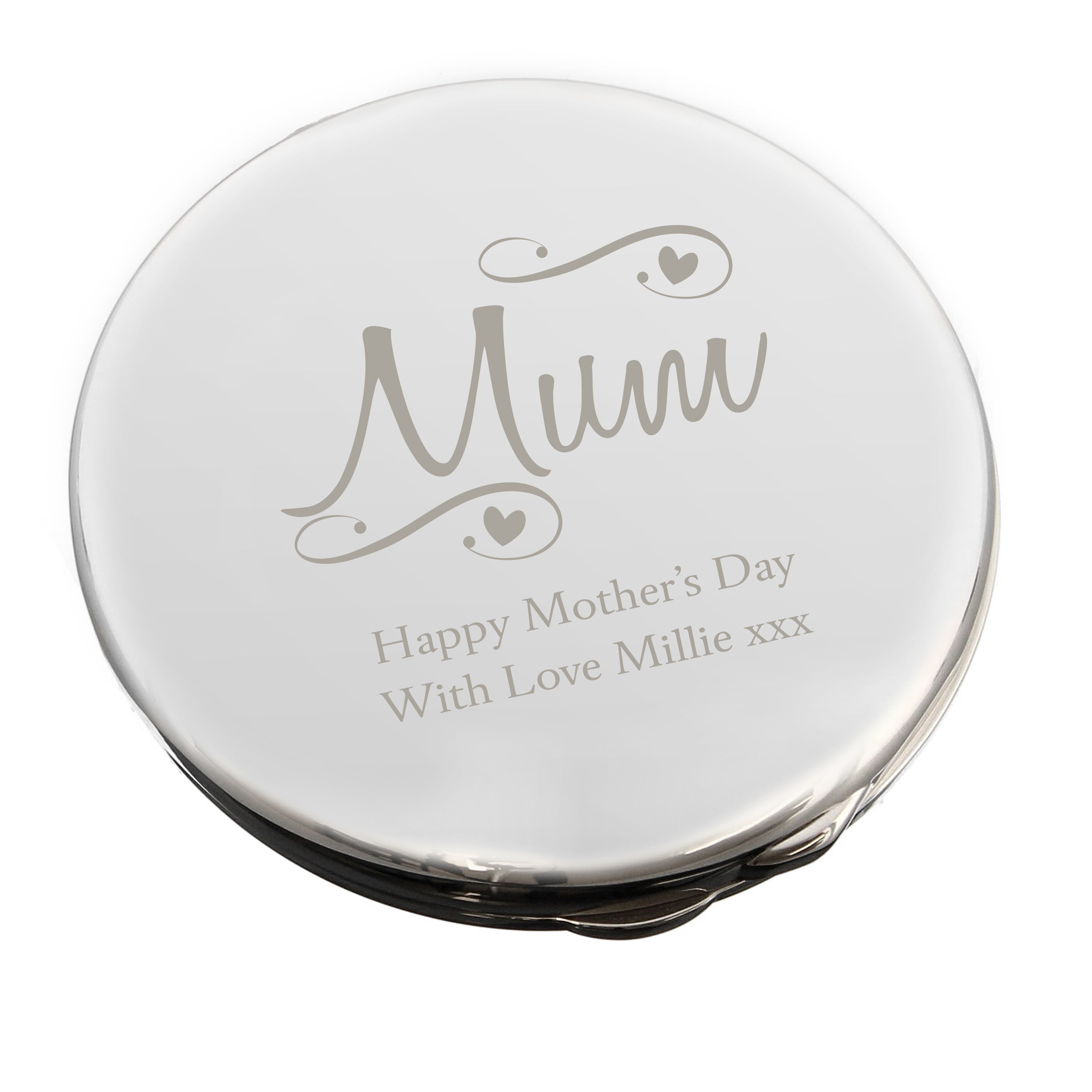 Personalised Mum Swirls & Hearts Compact Mirror