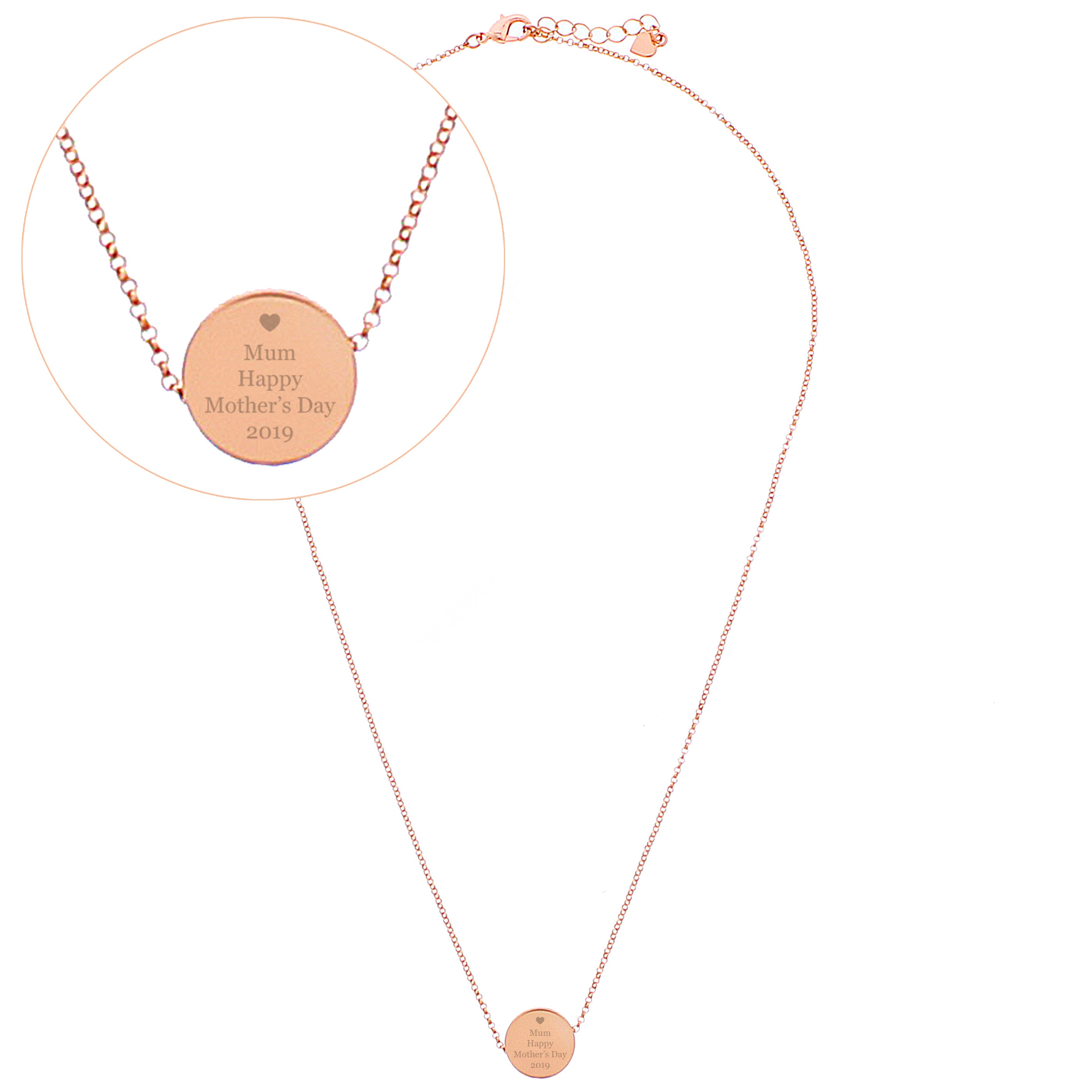 Personalised Heart Rose Gold Toned Disc Necklace