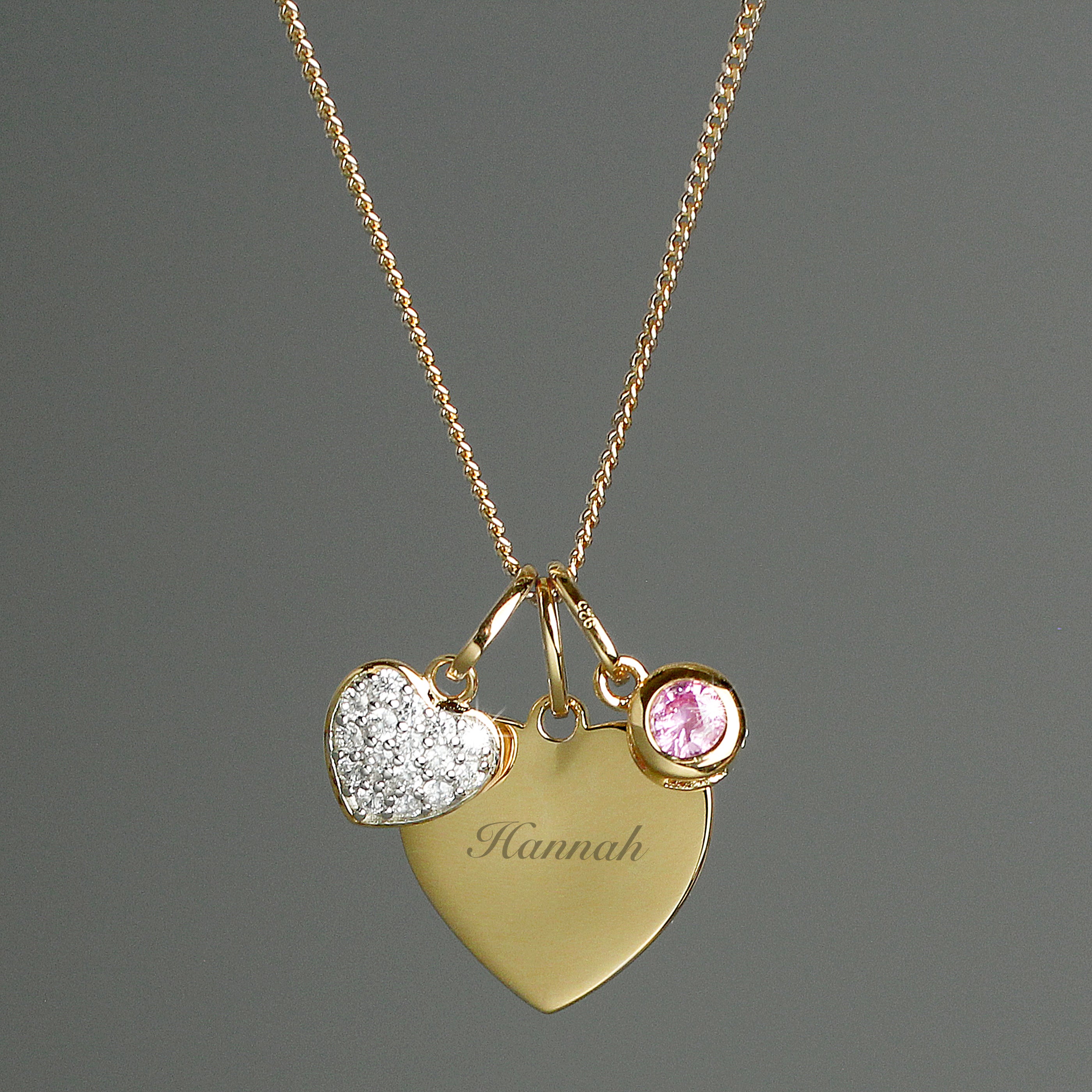 Personalised Sterling Silver & 9ct Gold Heart Necklace
