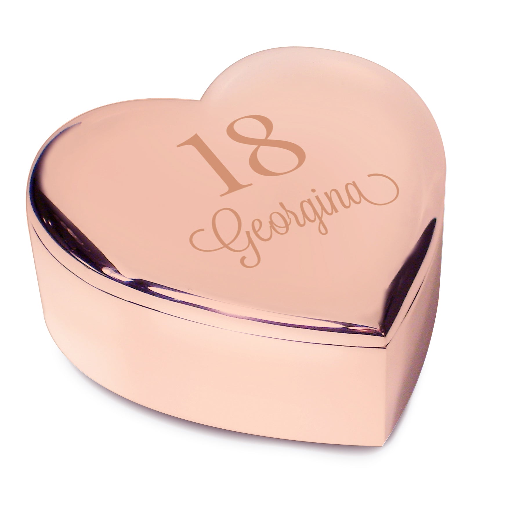 Personalised Big Age Rose Gold Heart Trinket Box