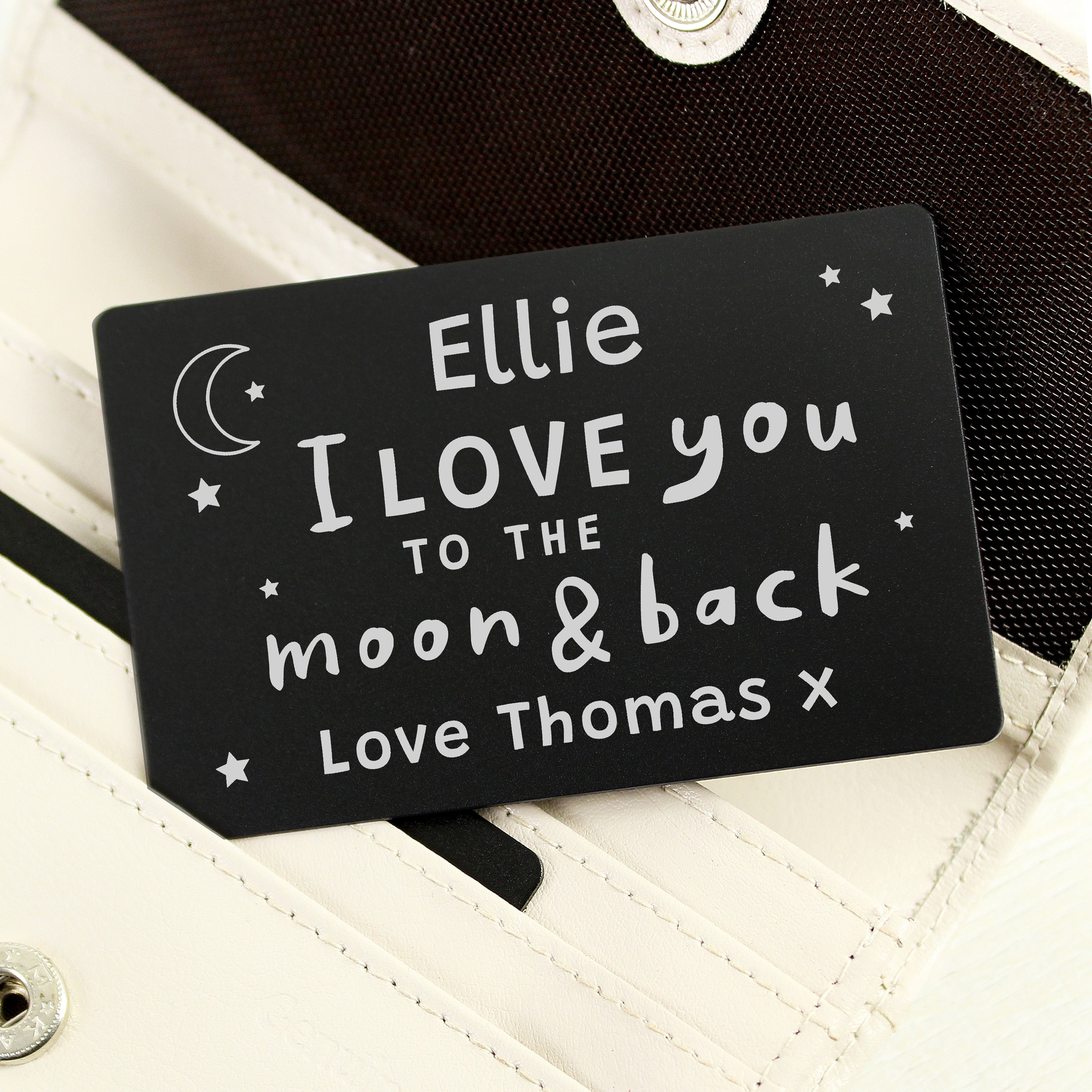 Personalised To The Moon & Back Black Wallet Card