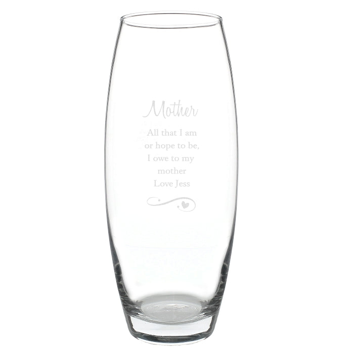 Personalised Swirls and Hearts Bullet Vase
