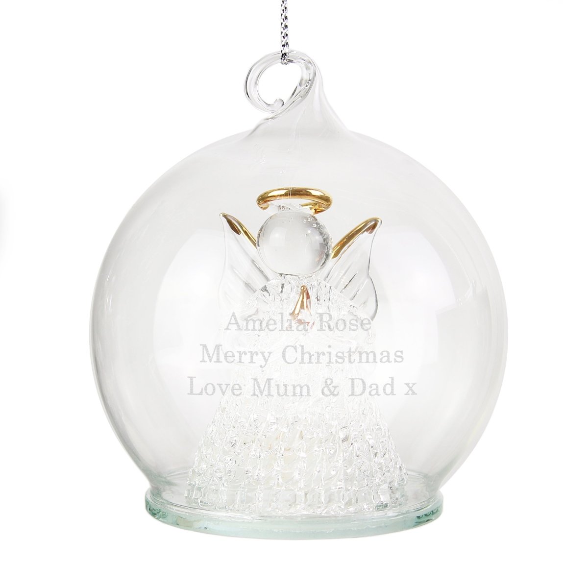 Personalised Christmas Message LED Angel Bauble - I Want That Present