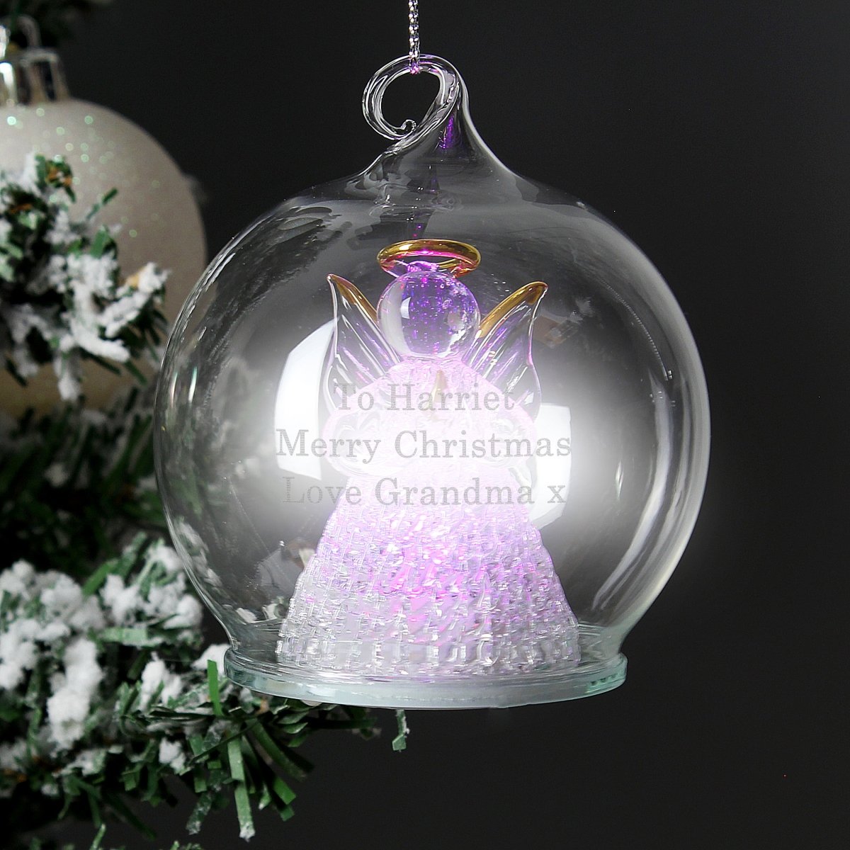 Personalised Christmas Message LED Angel Bauble - I Want That Present