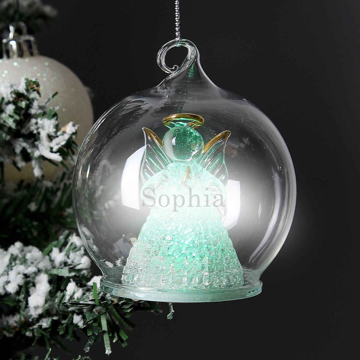 Personalised Christmas Message LED Angel Bauble - I Want That Present