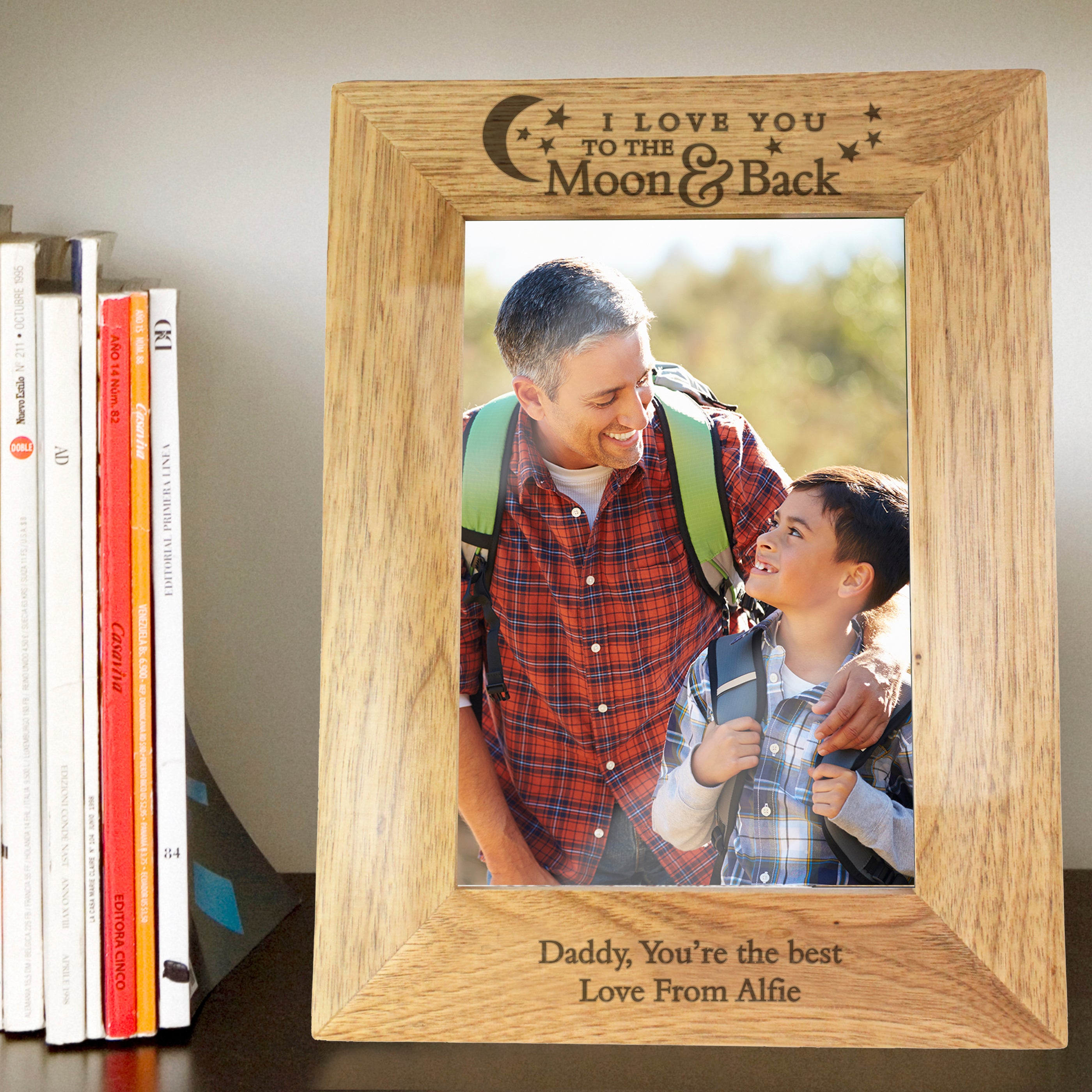 Personalised To the Moon and Back...Wooden Photo Frame
