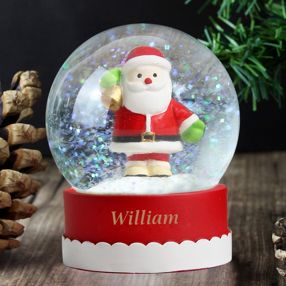 Personalised Name Santa Snow Globe - I Want That Present