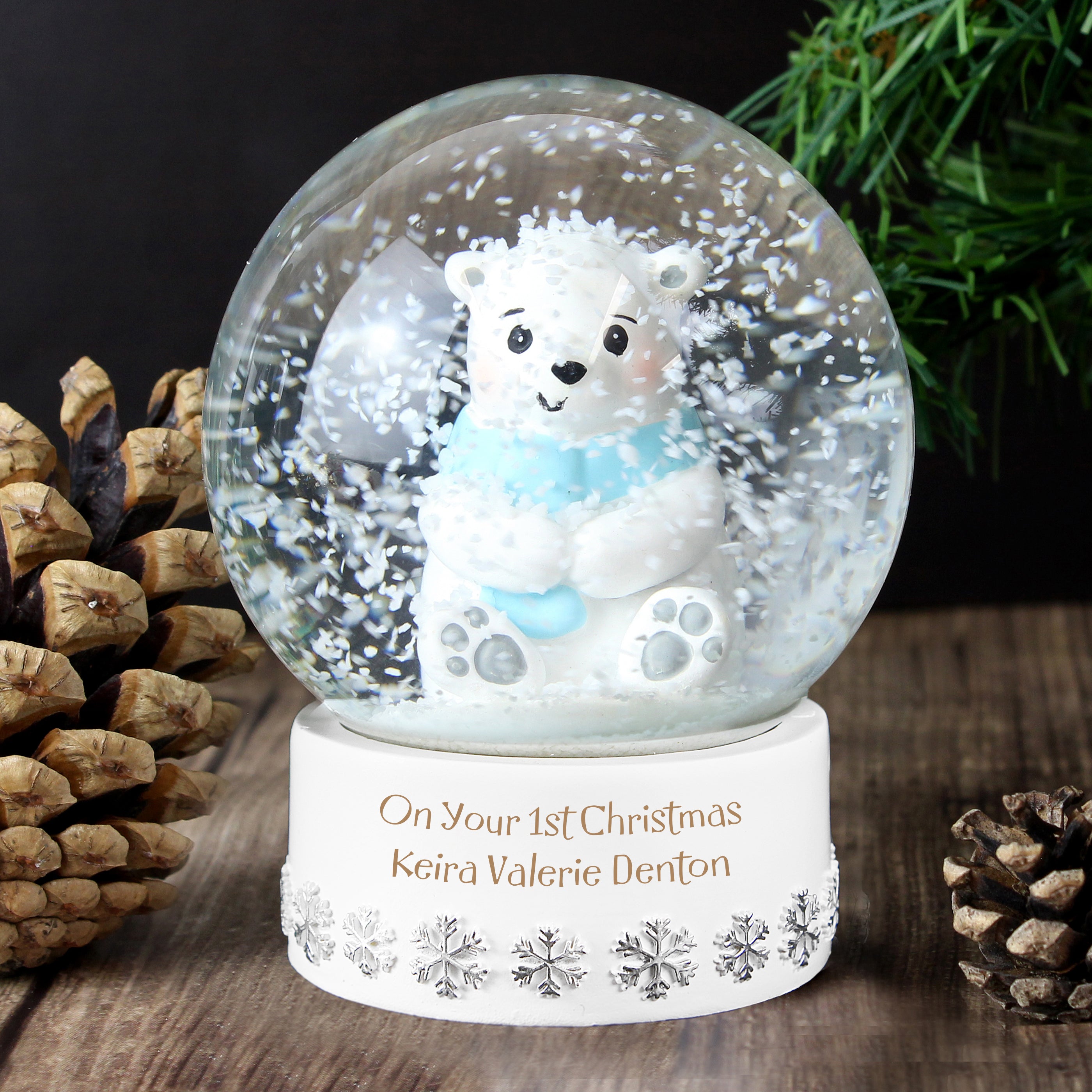 Personalised Message Polar Bear Snow Globe