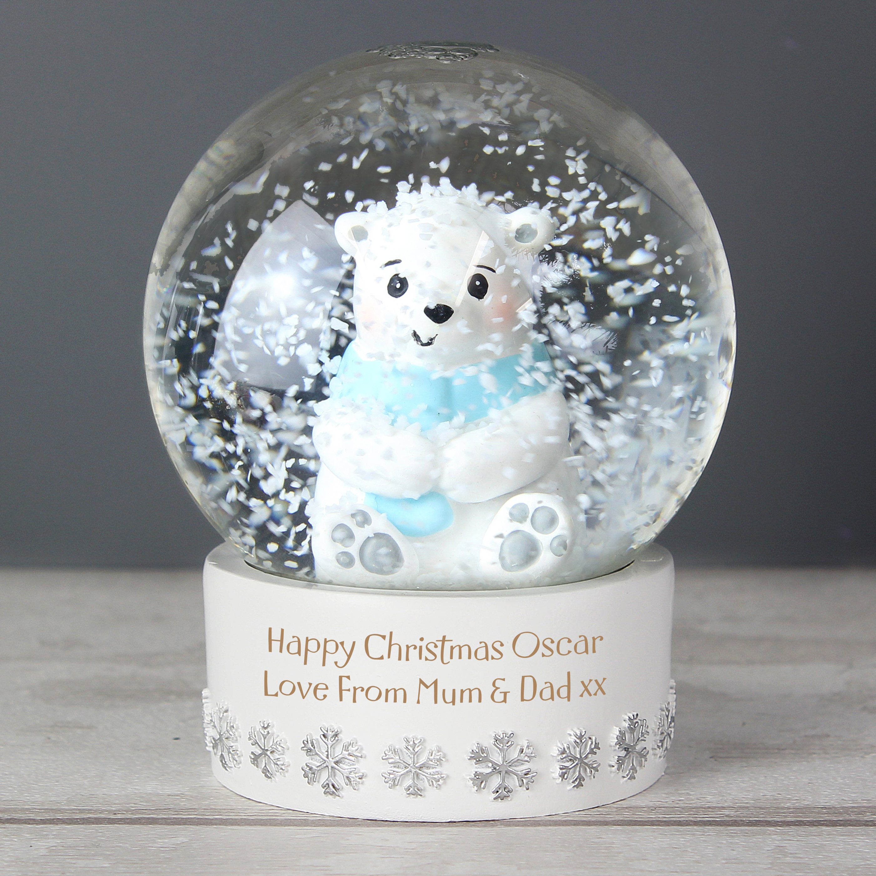 Personalised Message Polar Bear Snow Globe