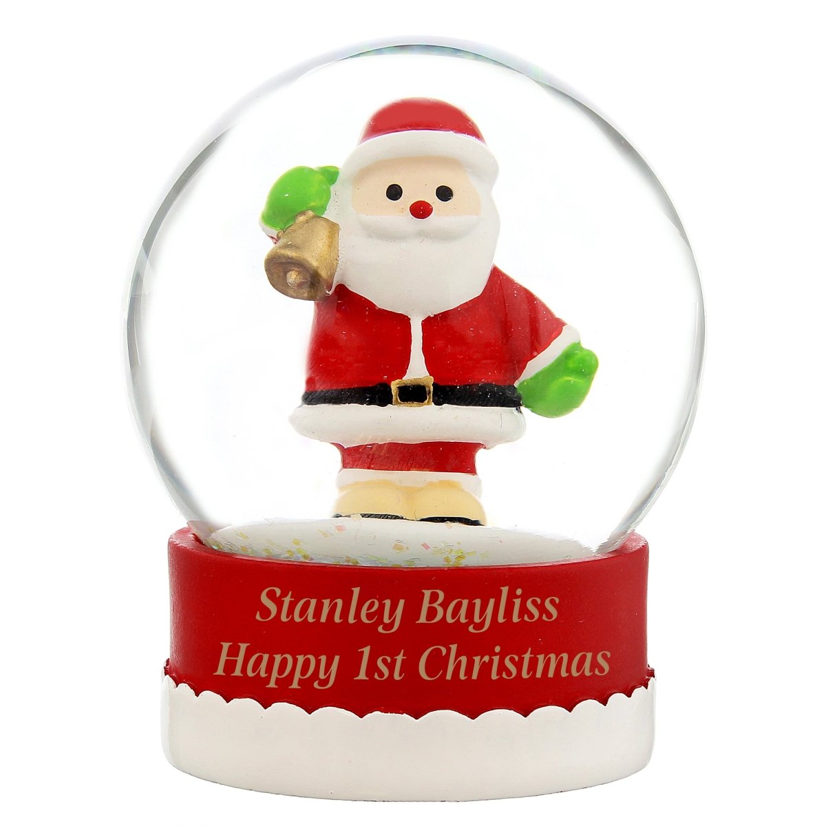 Personalised Message Santa Snow Globe - I Want That Present