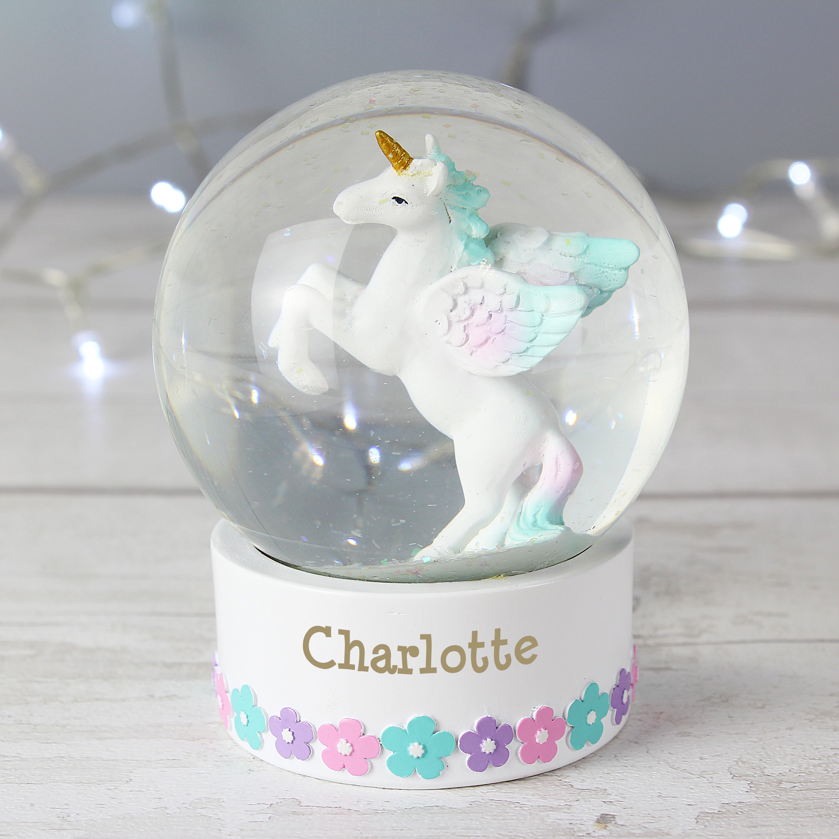 Personalised Name Unicorn Snow Globe