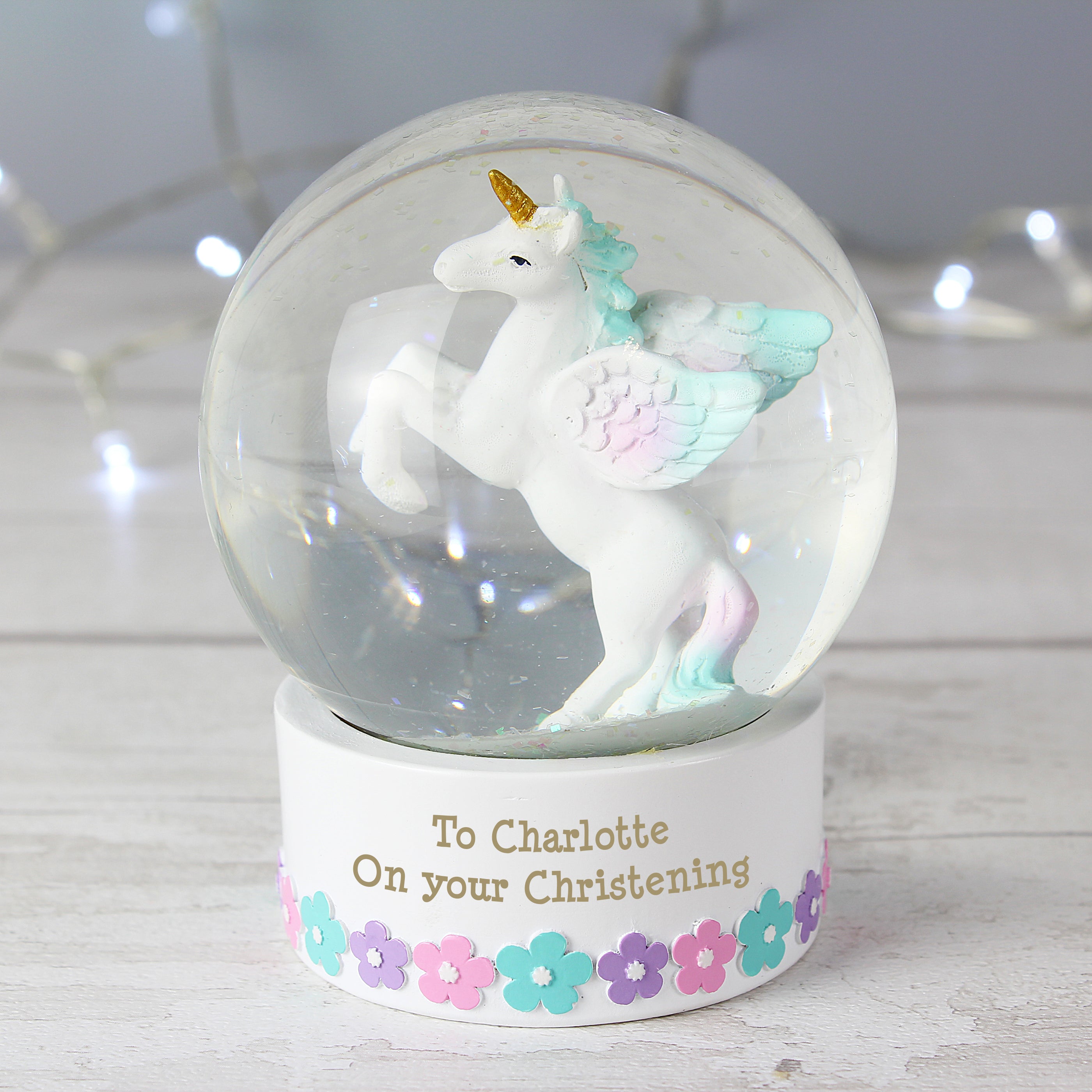 Personalised Message Unicorn Snow Globe