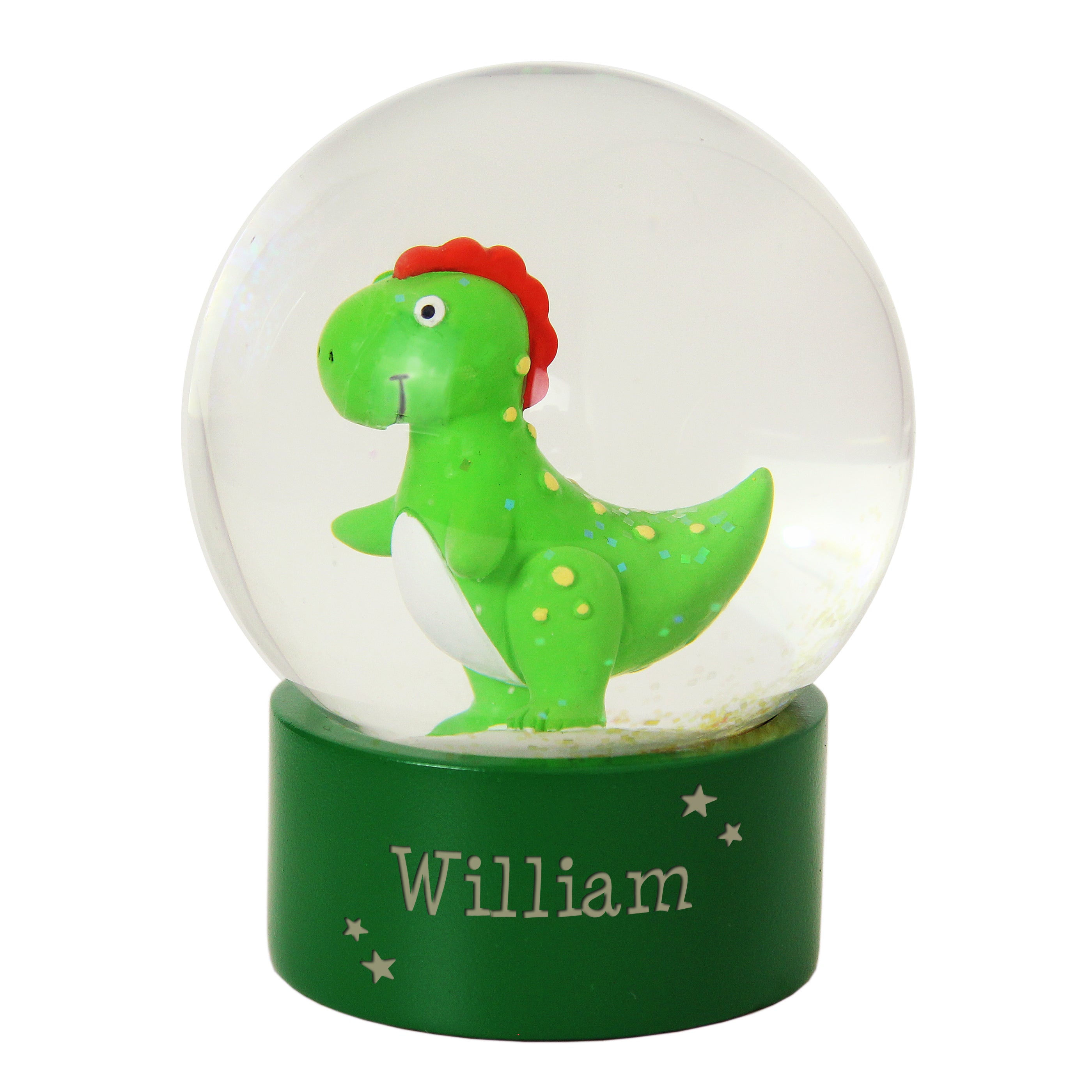 Personalised Name Only Dinosaur Glitter Snow Globe