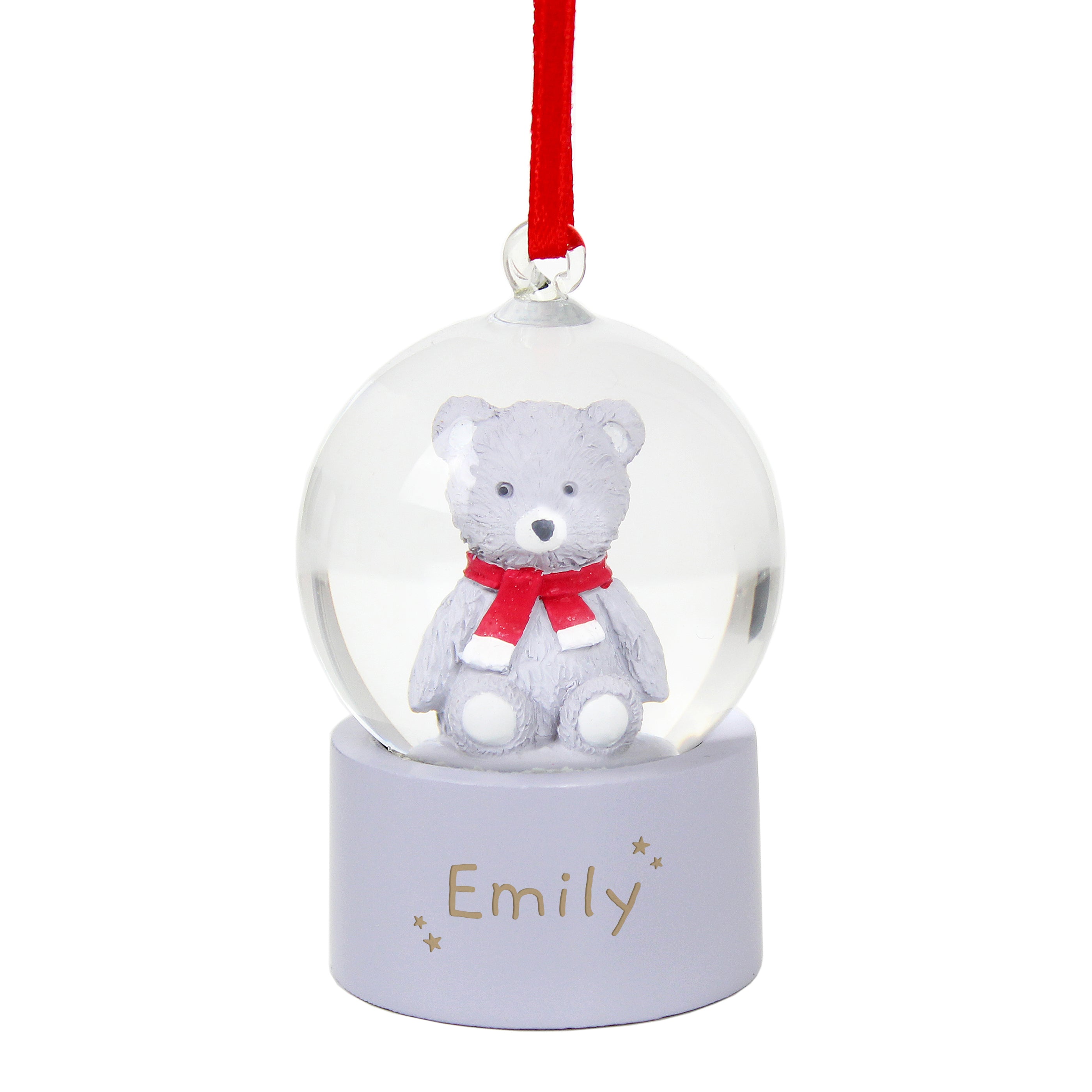 Personalised Name Teddy Bear Glitter Snow Globe Tree Decoration