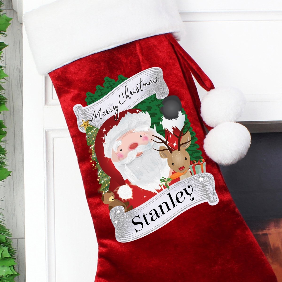 Personalised Red Christmas Santa Stocking - I Want That Present
