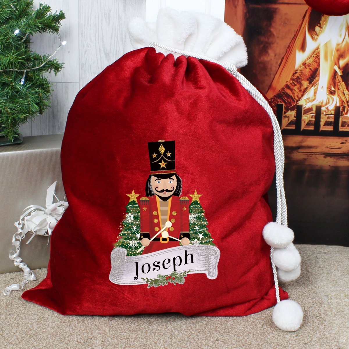 Personalised Red Nutcracker Sack - I Want That Present