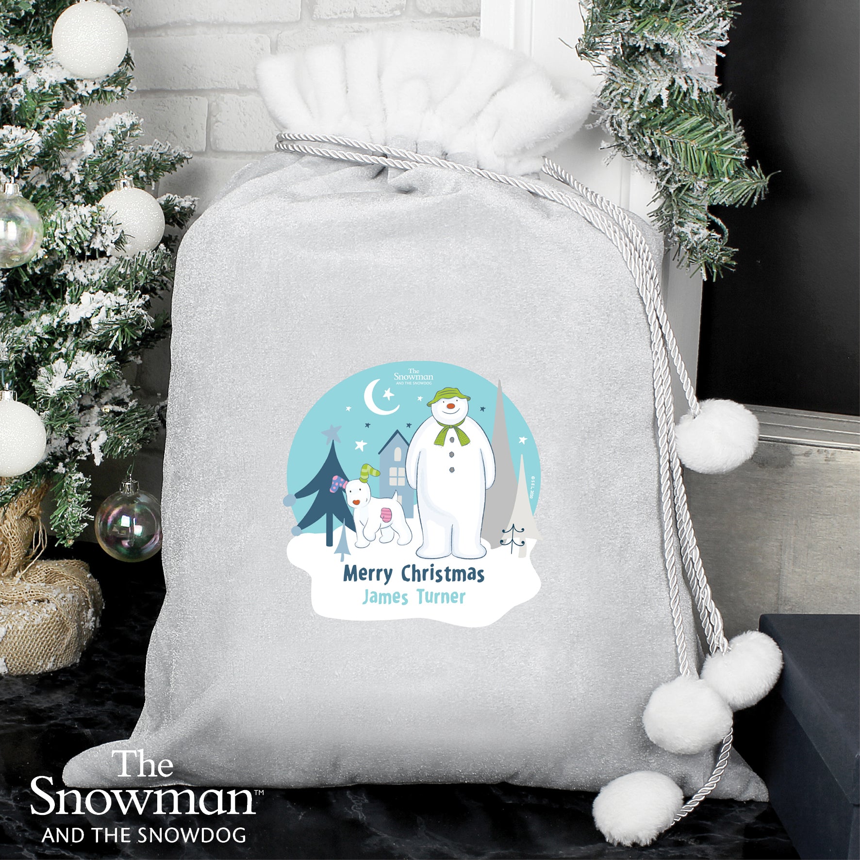 Personalised The Snowman and the Snowdog Luxury Sack