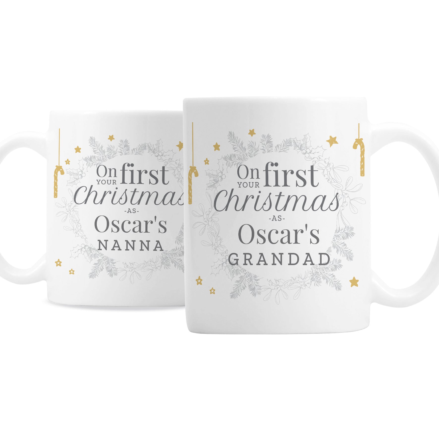 Personalised 'On Your First Christmas As' Mug Set