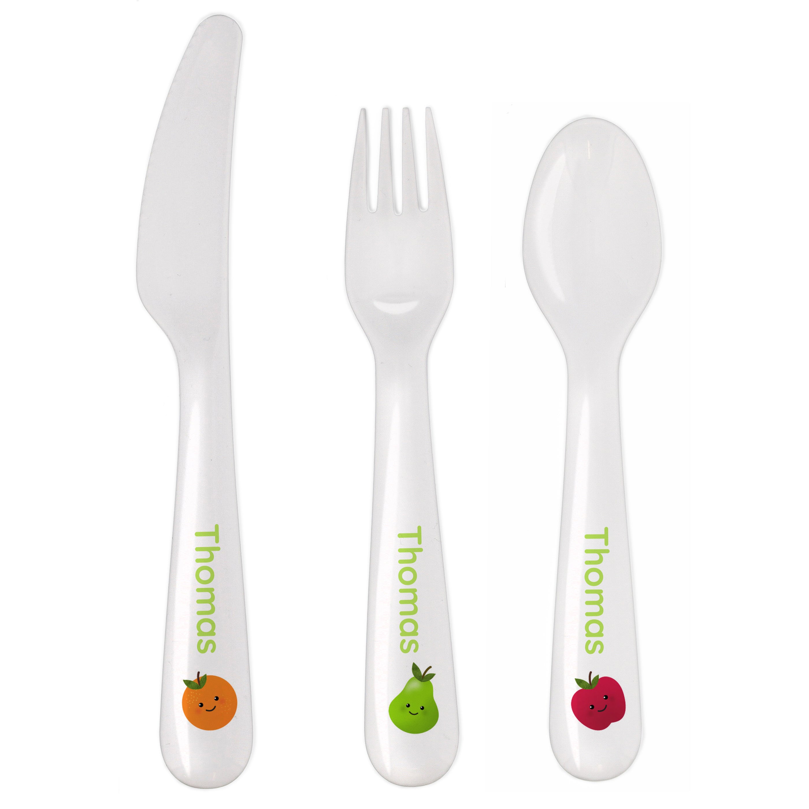 Personalised Healthy Eating 3 Piece Plastic Cutlery Set