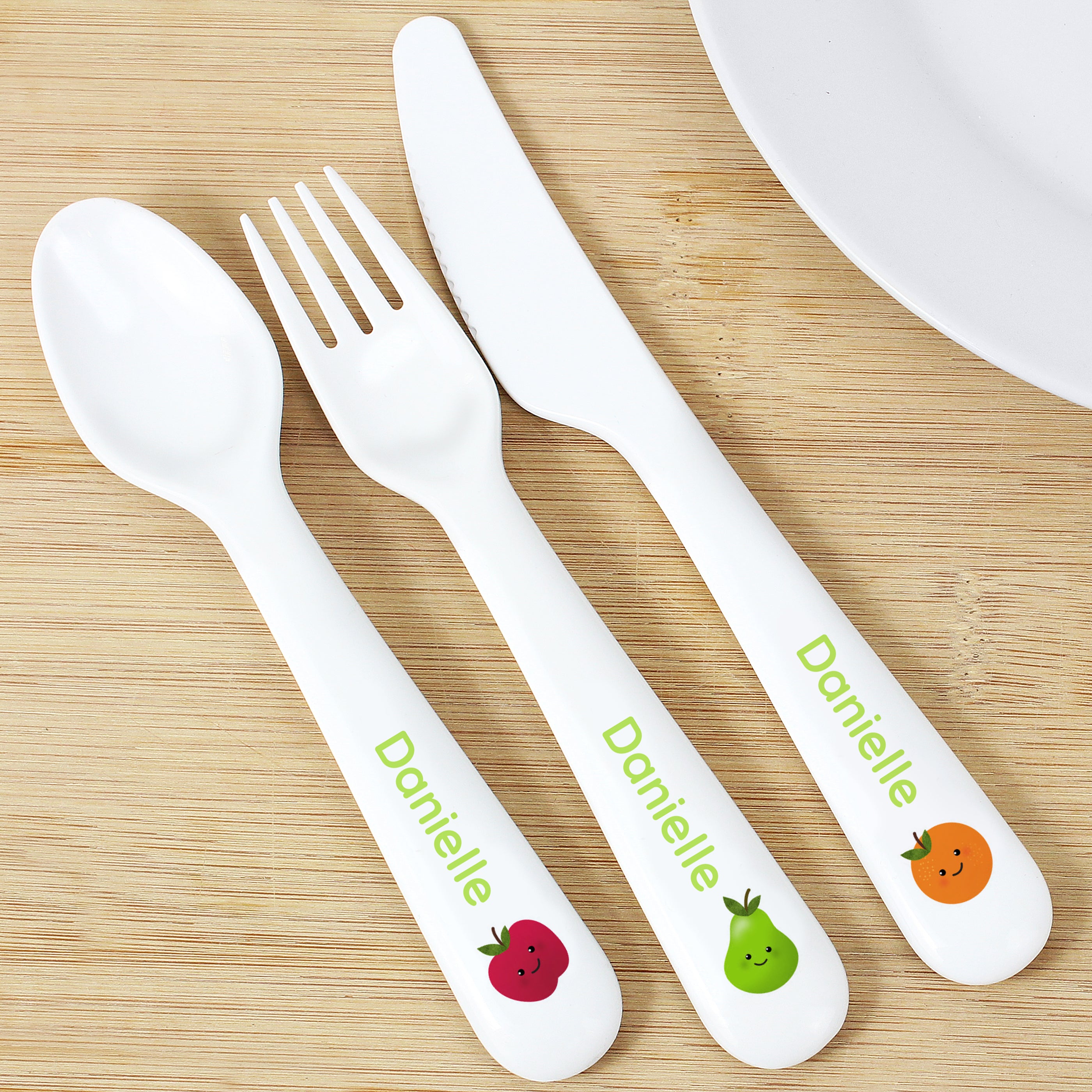 Personalised Healthy Eating 3 Piece Plastic Cutlery Set