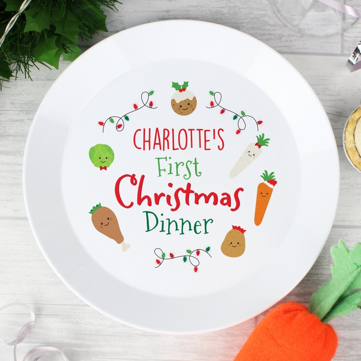 Personalised 'First Christmas Dinner' Plastic Plate - I Want That Present