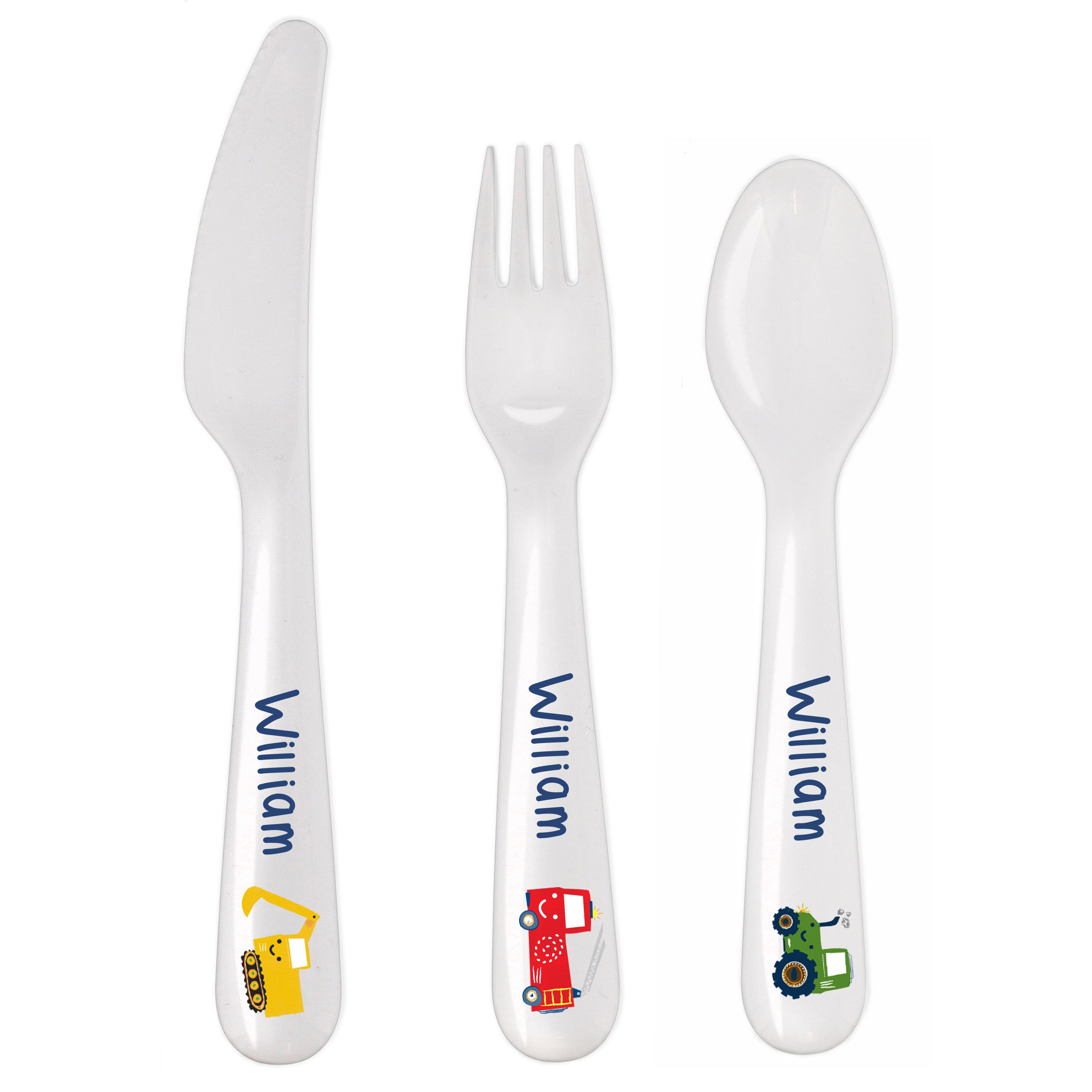 Personalised Vehicles Plastic Cutlery Set