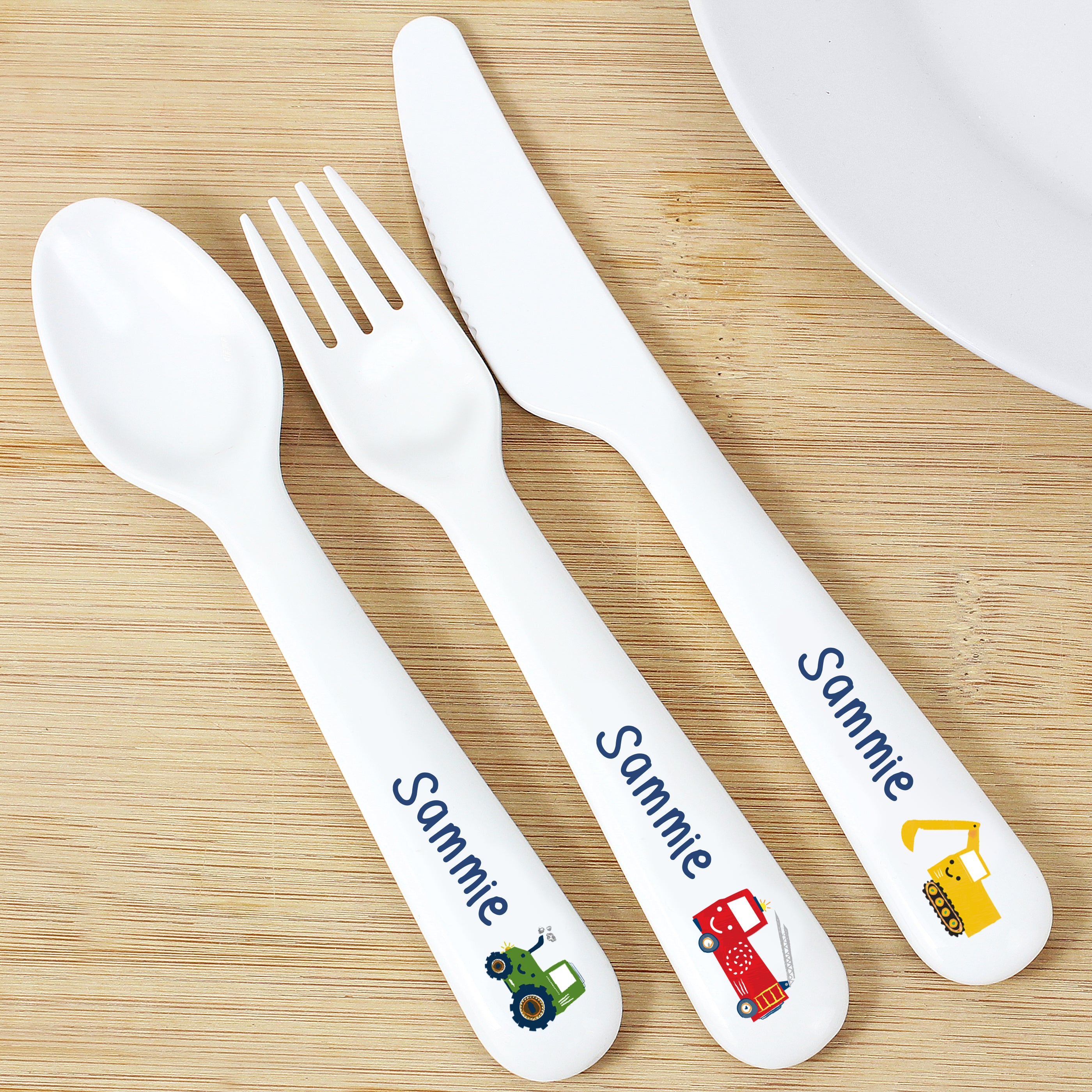 Personalised Vehicles Plastic Cutlery Set