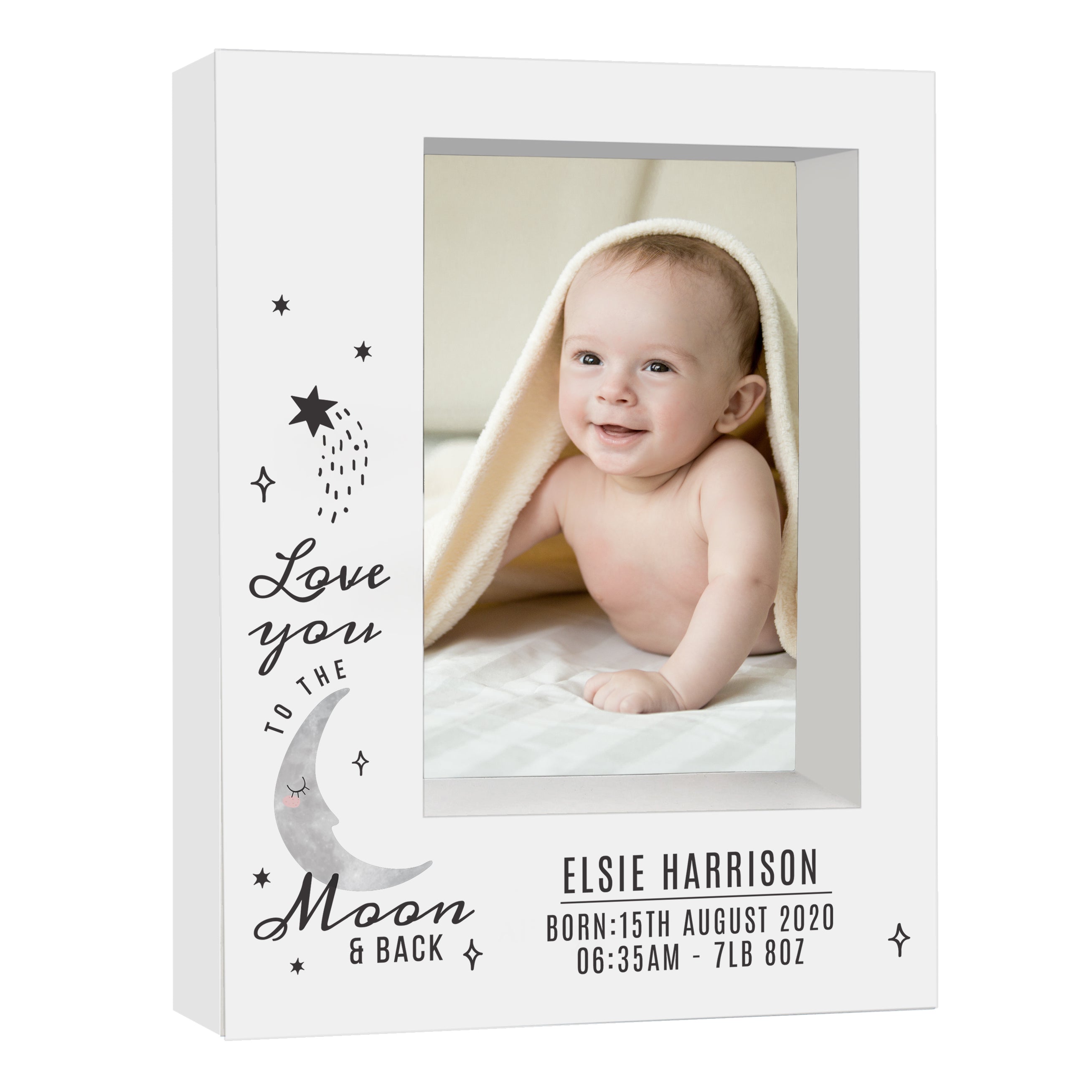 Personalised Baby To The Moon and Back Box Photo Frame