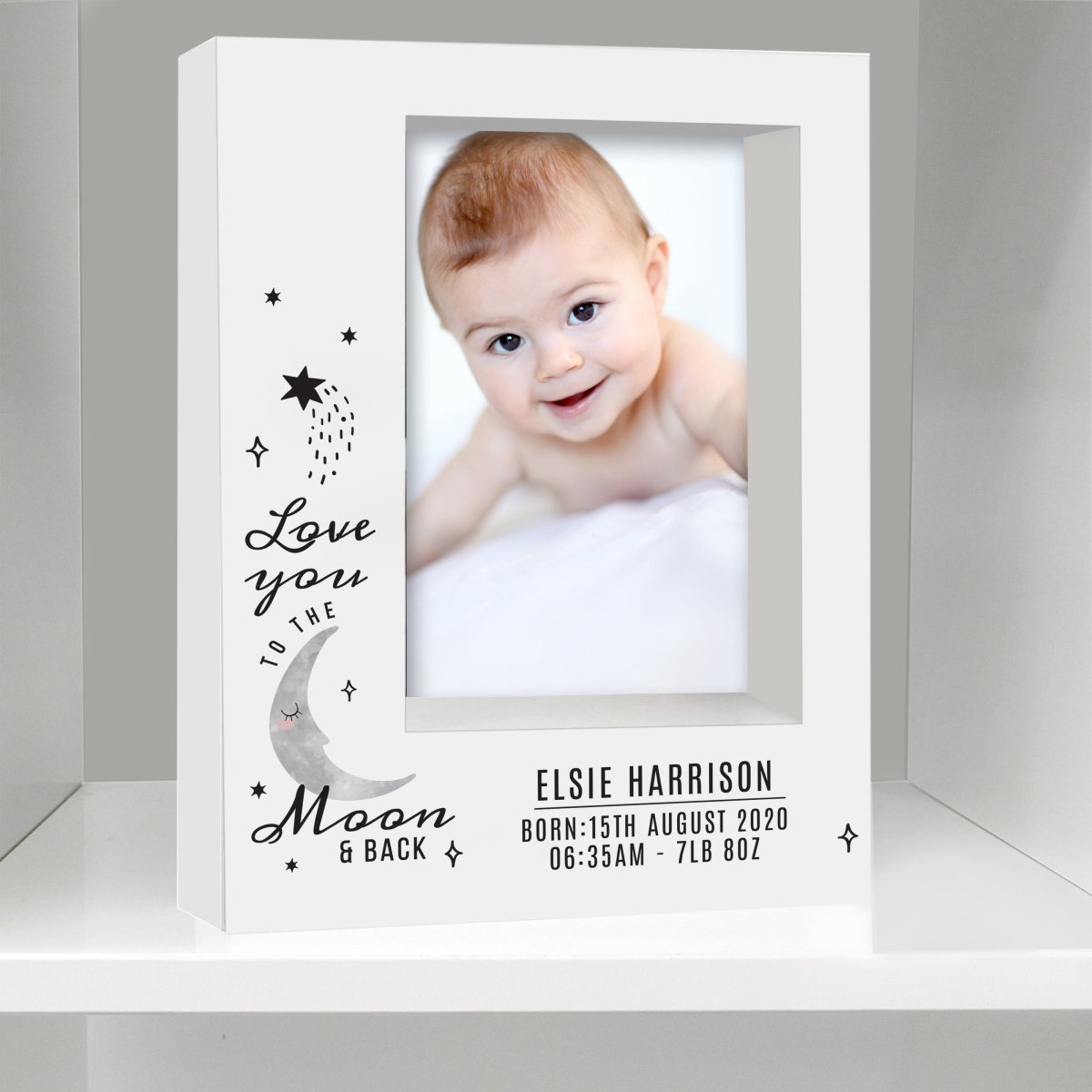 Personalised Baby To The Moon and Back Box Photo Frame - I Want That Present