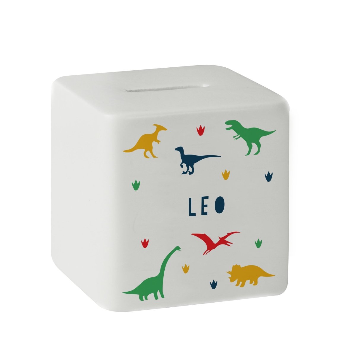 Personalised Dinosaur Ceramic Square Moneybox - I Want That Present