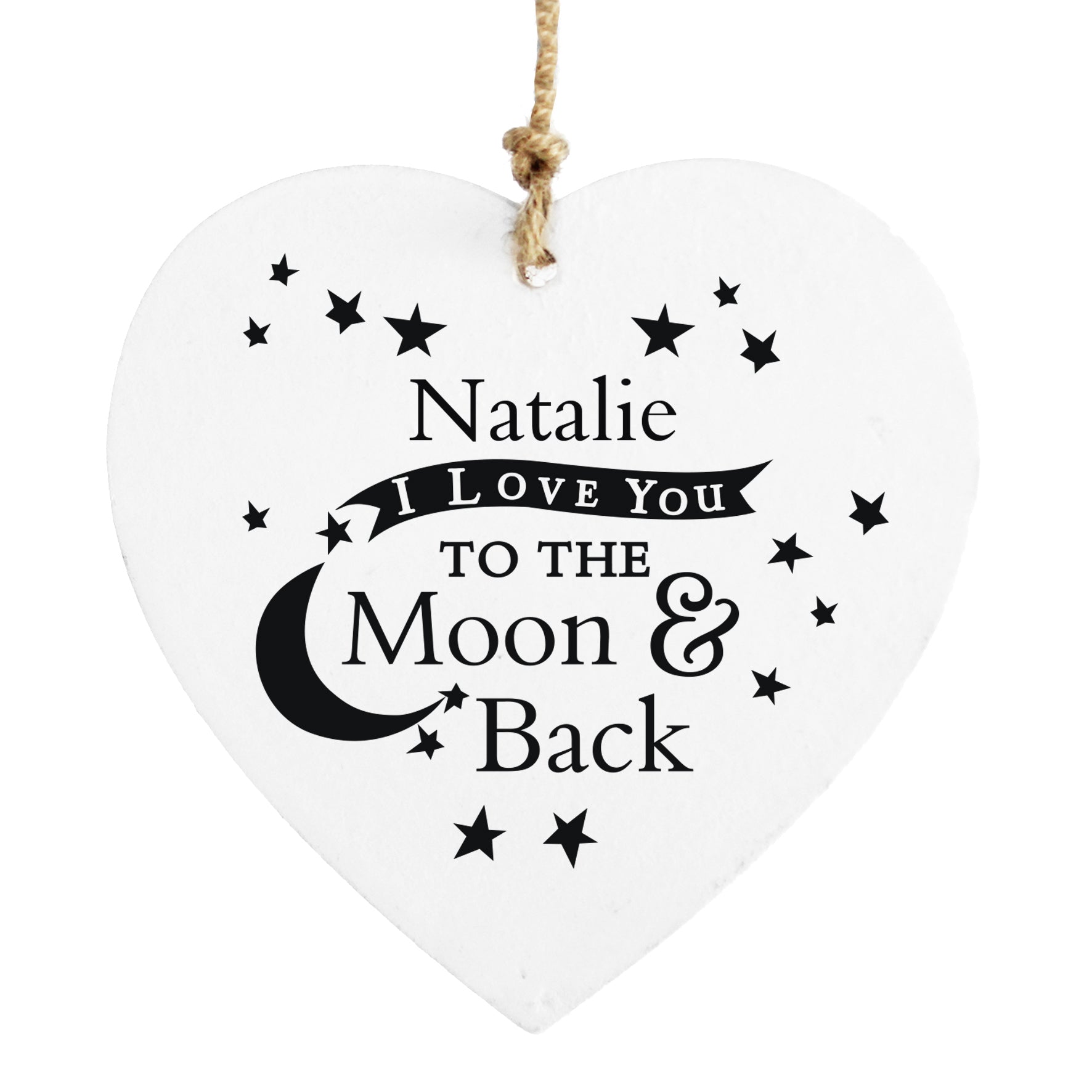 Personalised To the Moon and Back.... Wooden Heart Decoration