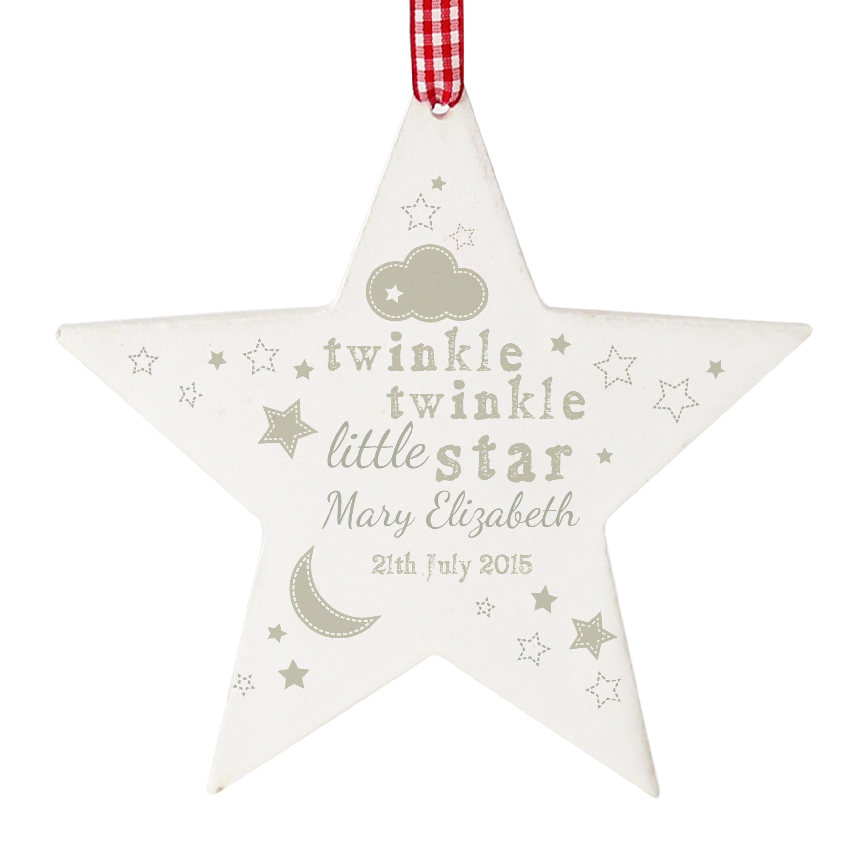 Personalised Twinkle Twinkle Wooden Star Decoration