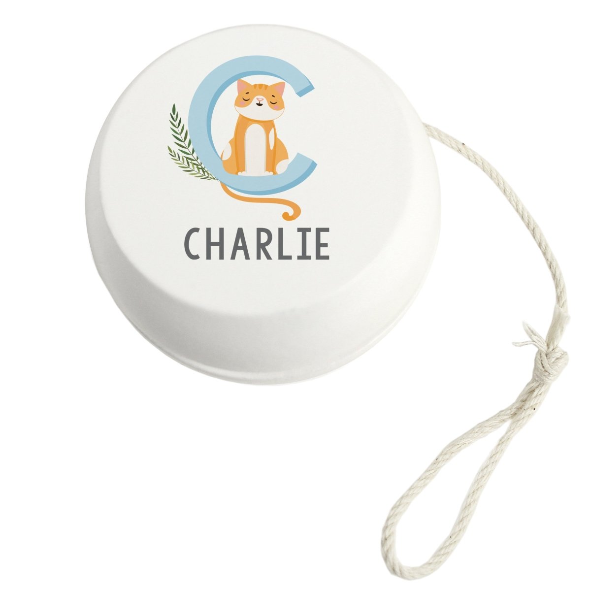 Personalised Animal Alphabet White Wooden Yoyo - I Want That Present