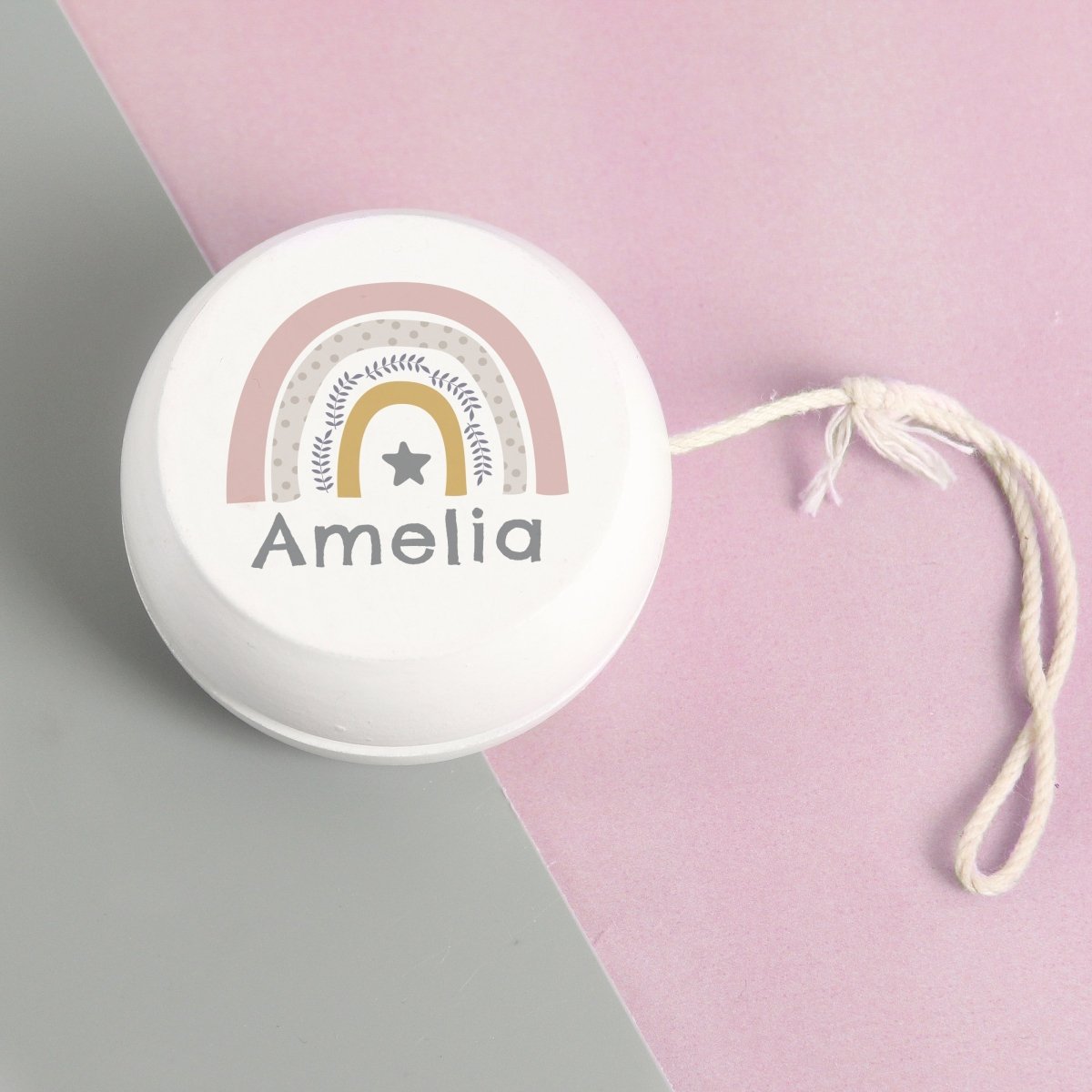 Personalised Rainbow White Wooden Yoyo - I Want That Present