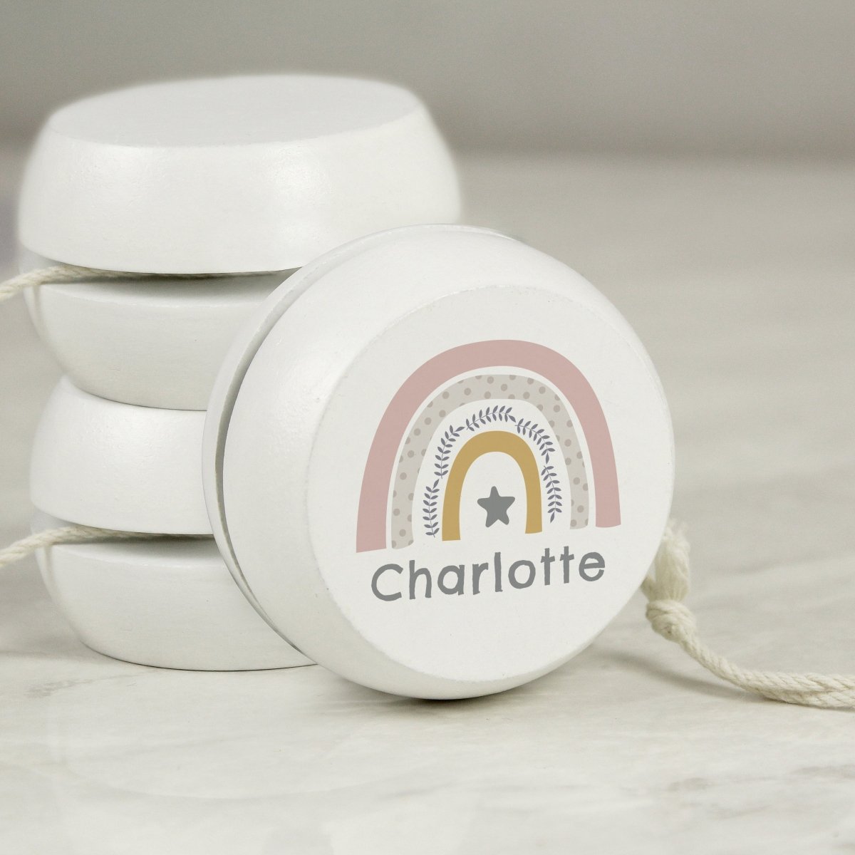Personalised Rainbow White Wooden Yoyo - I Want That Present