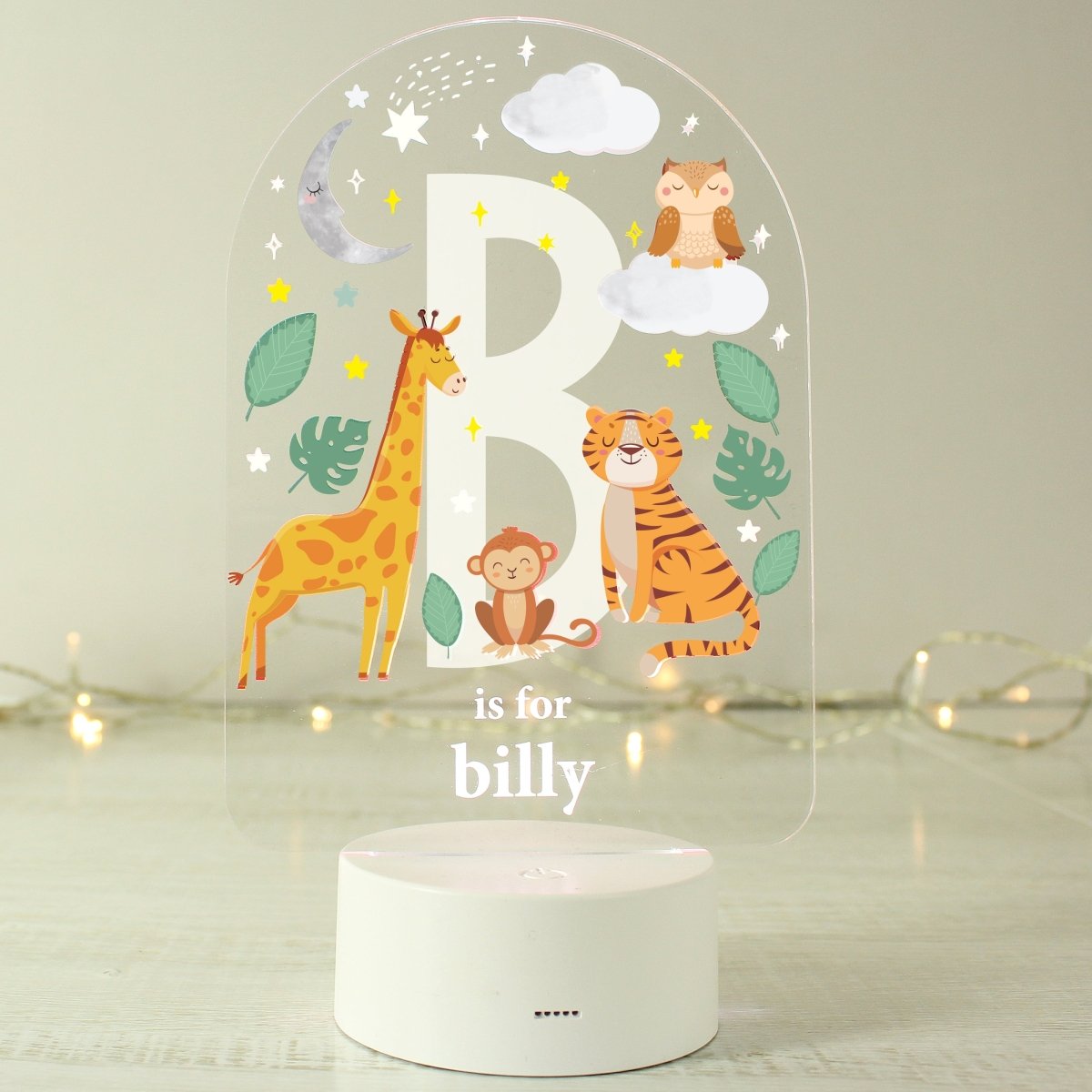 Personalised Animal Alphabet LED Colour Changing Night Light - I Want That Present