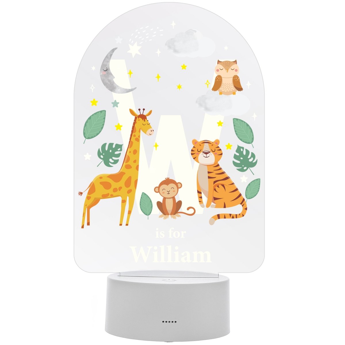 Personalised Animal Alphabet LED Colour Changing Night Light - I Want That Present