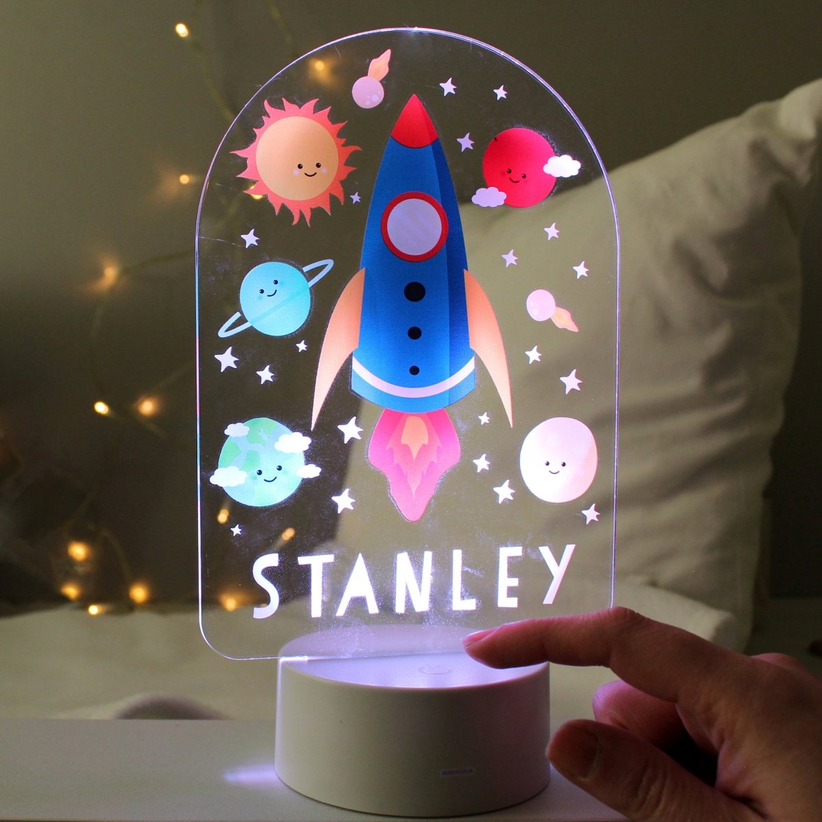 Personalised Space Rocket LED Colour Changing Night Light - I Want That Present