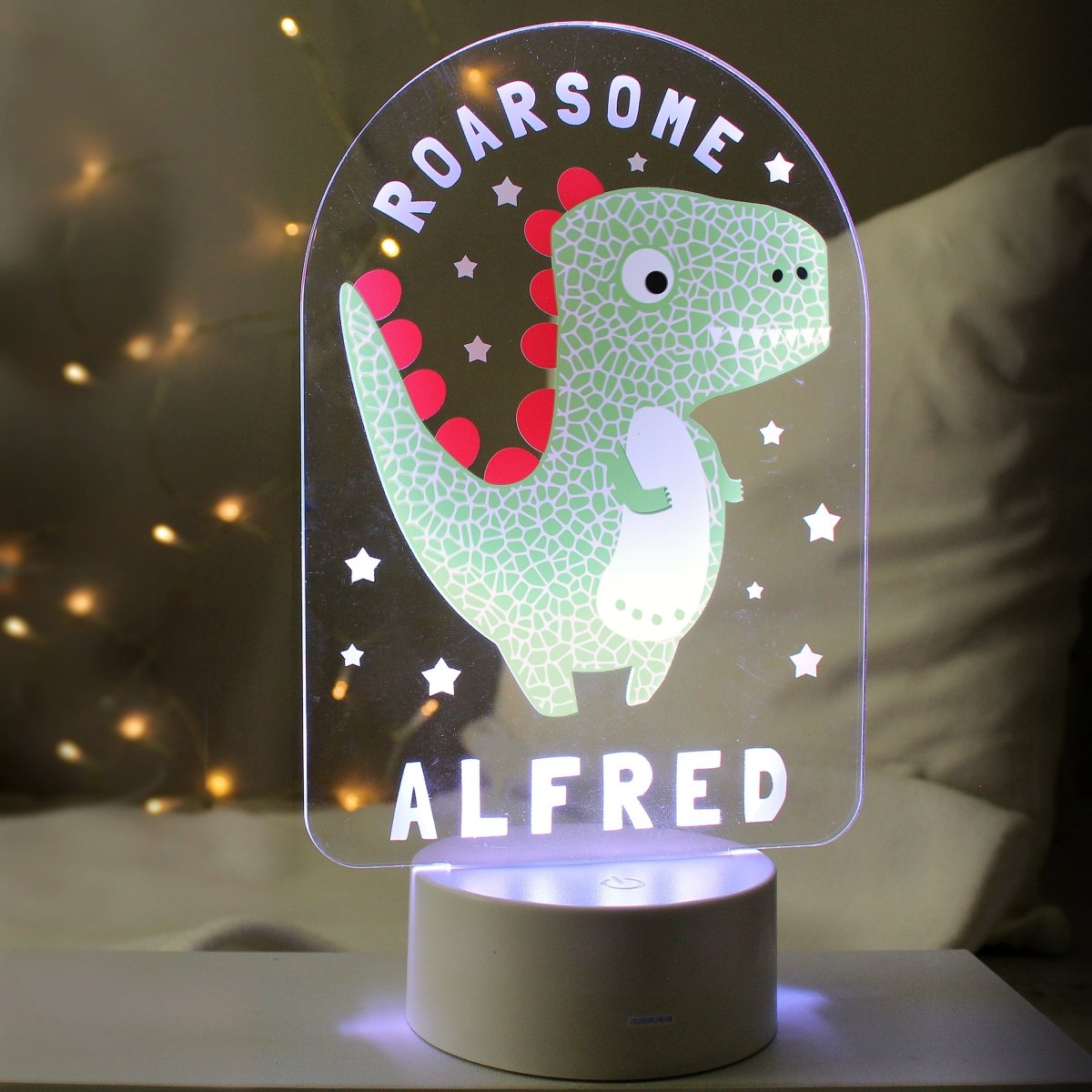 Personalised Roarsome Dinosaur LED Colour Changing Night Light - I Want That Present