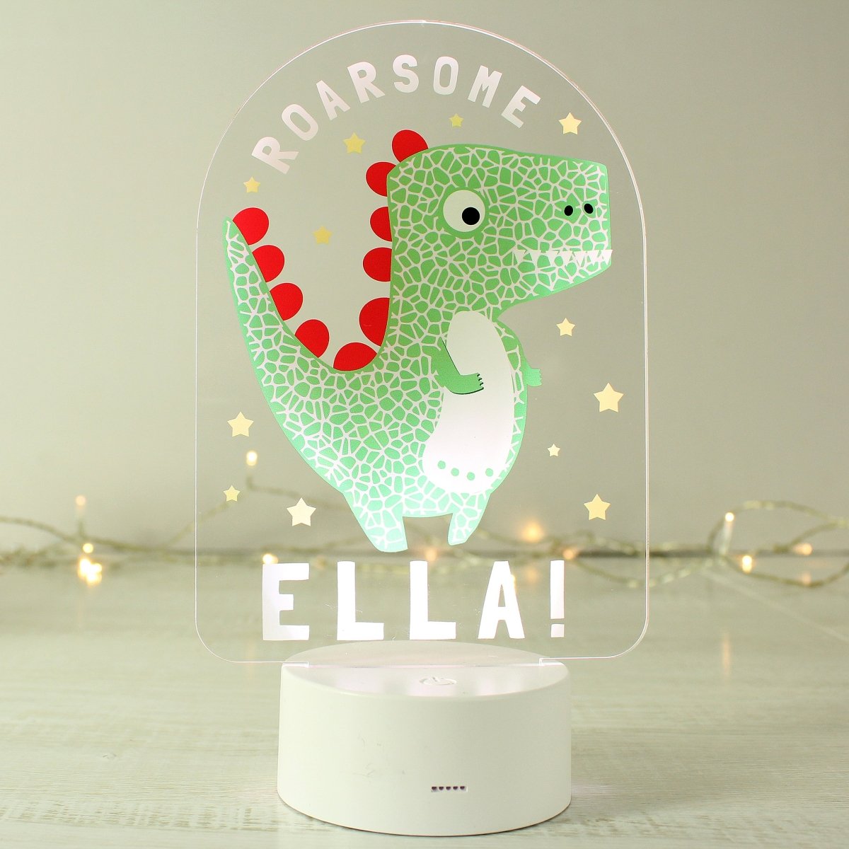 Personalised Roarsome Dinosaur LED Colour Changing Night Light - I Want That Present