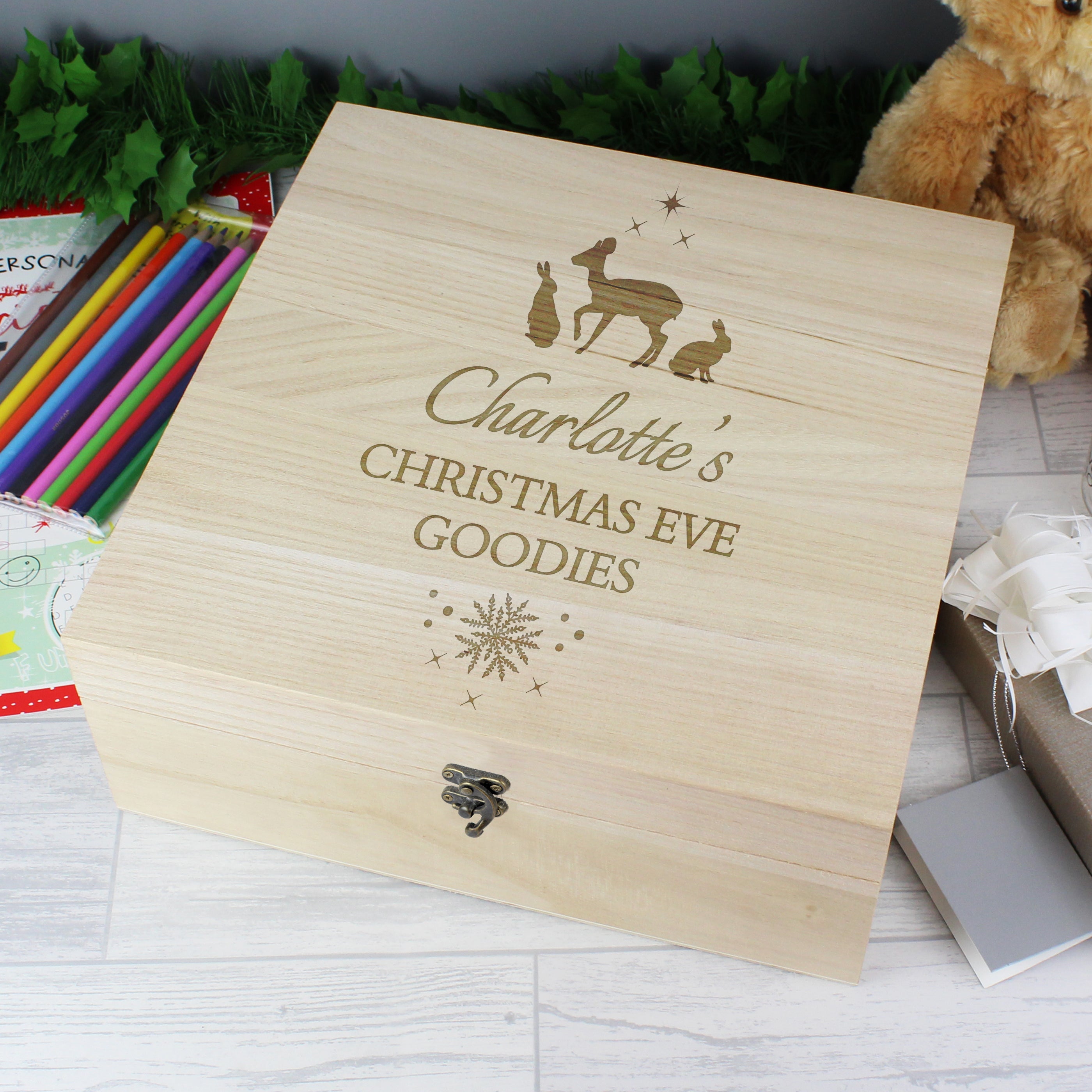 Personalised Christmas Wooden Keepsake Box