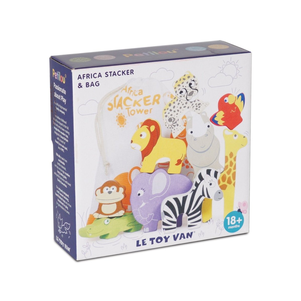 Le Toy Van Africa Stacker Tower & Bag - I Want That Present