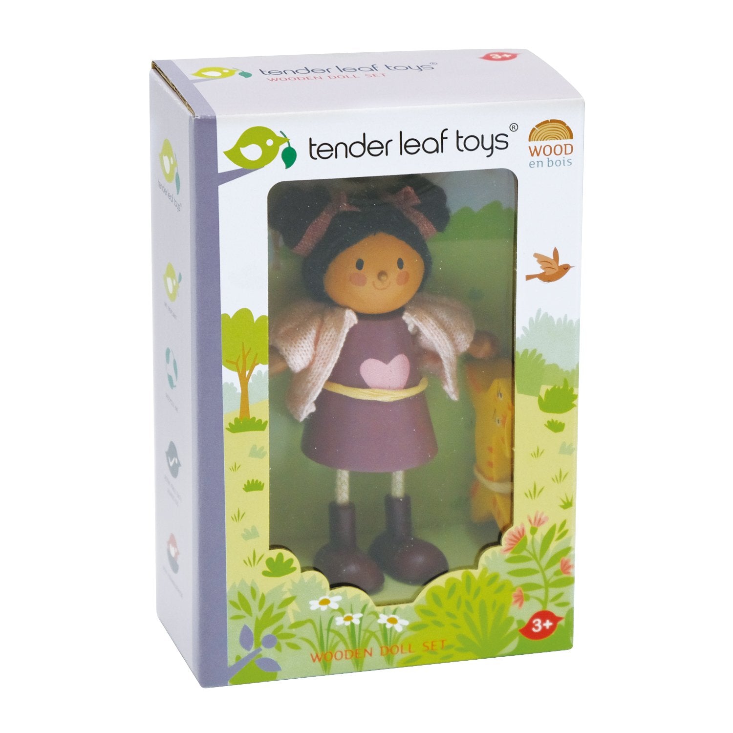 Tender Leaf Toys Wooden Doll Set - Ayana and Kitten
