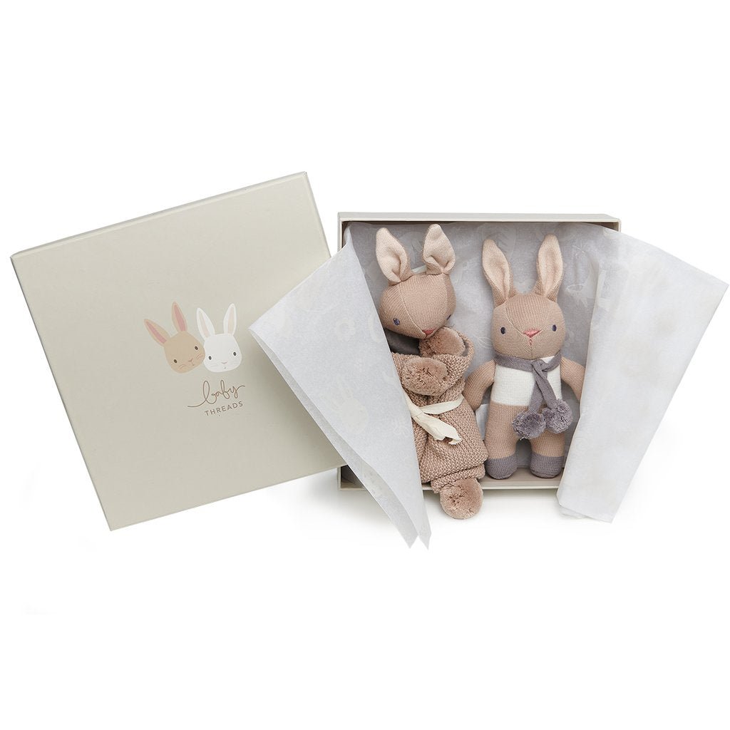 Threadbear Designs Baby Threads Taupe Bunny Gift Set - I Want That Present