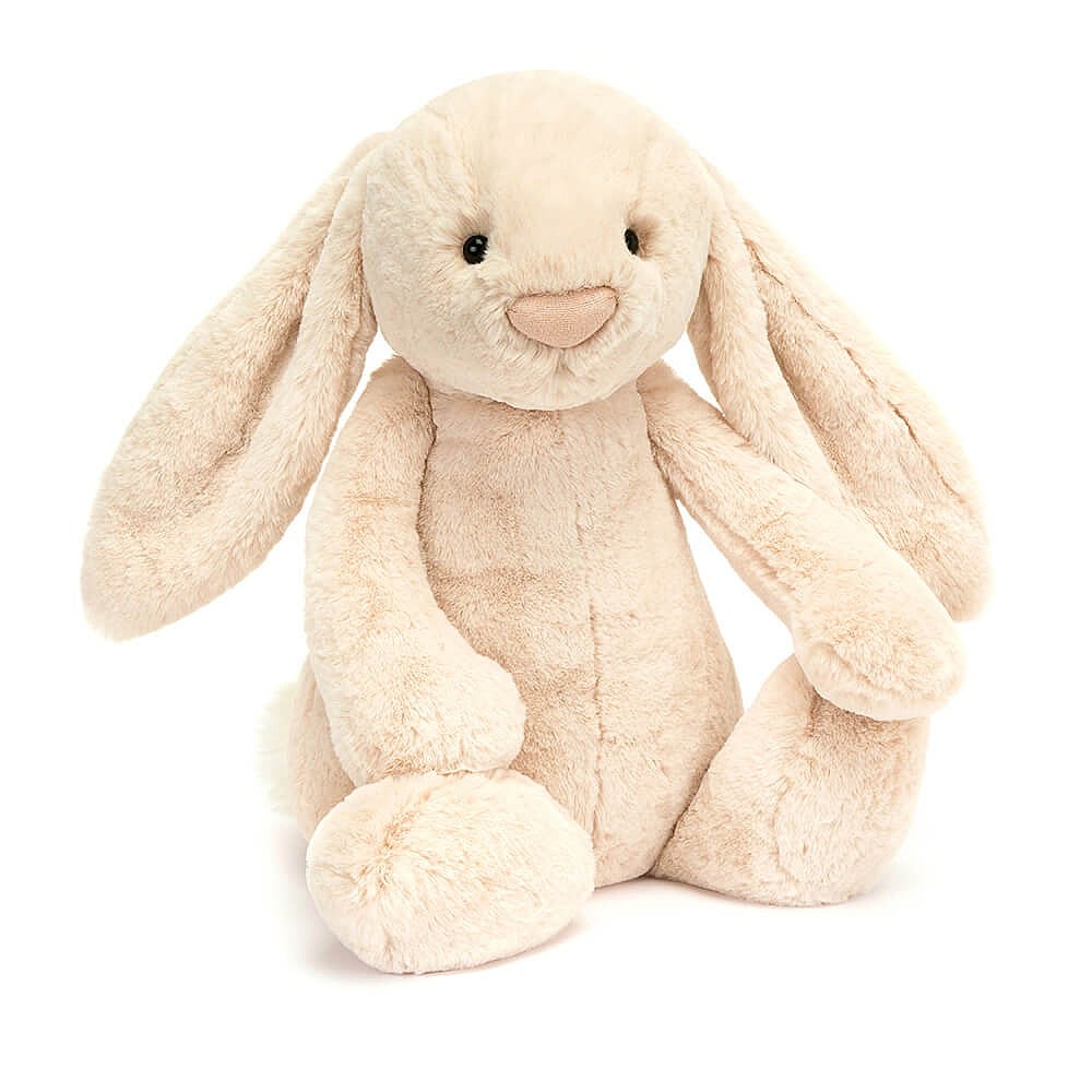 jellycat golden hue bunny with pink glittery thread nose and black bead eyes