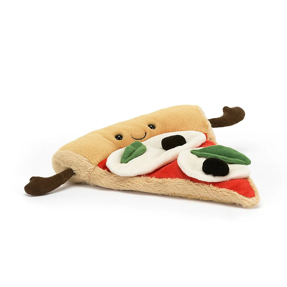 jellycat soft toy slice of pizza  with arms and a cute face