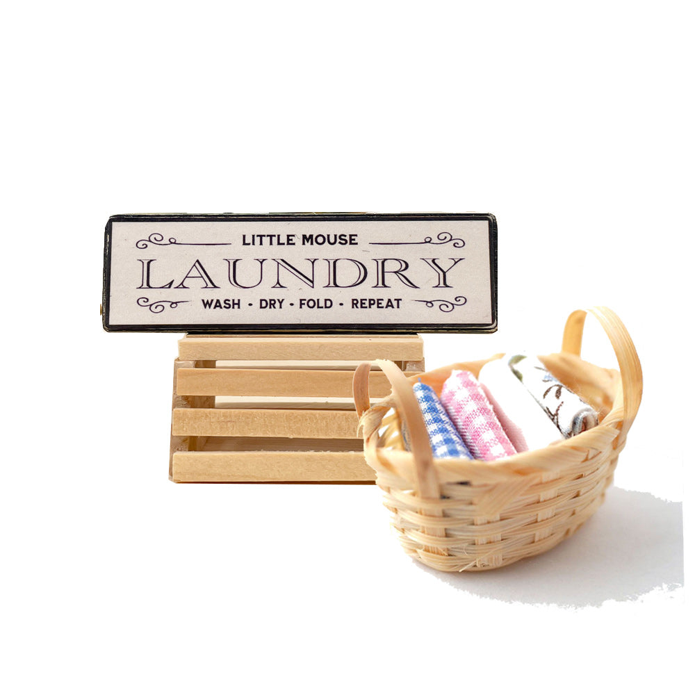 Miniature Laundry Sign & Basket